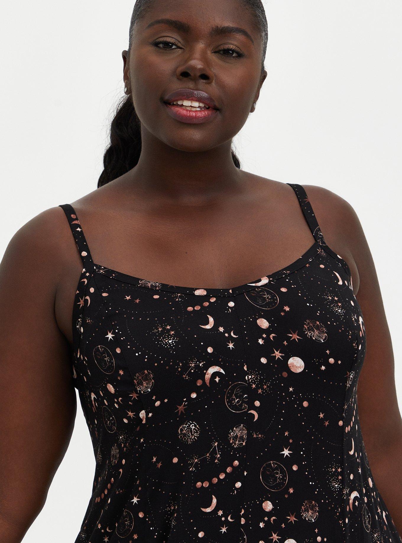 Plus Size - Trapeze Maxi Dress - Soft-Stretch Challis Star Black - Torrid