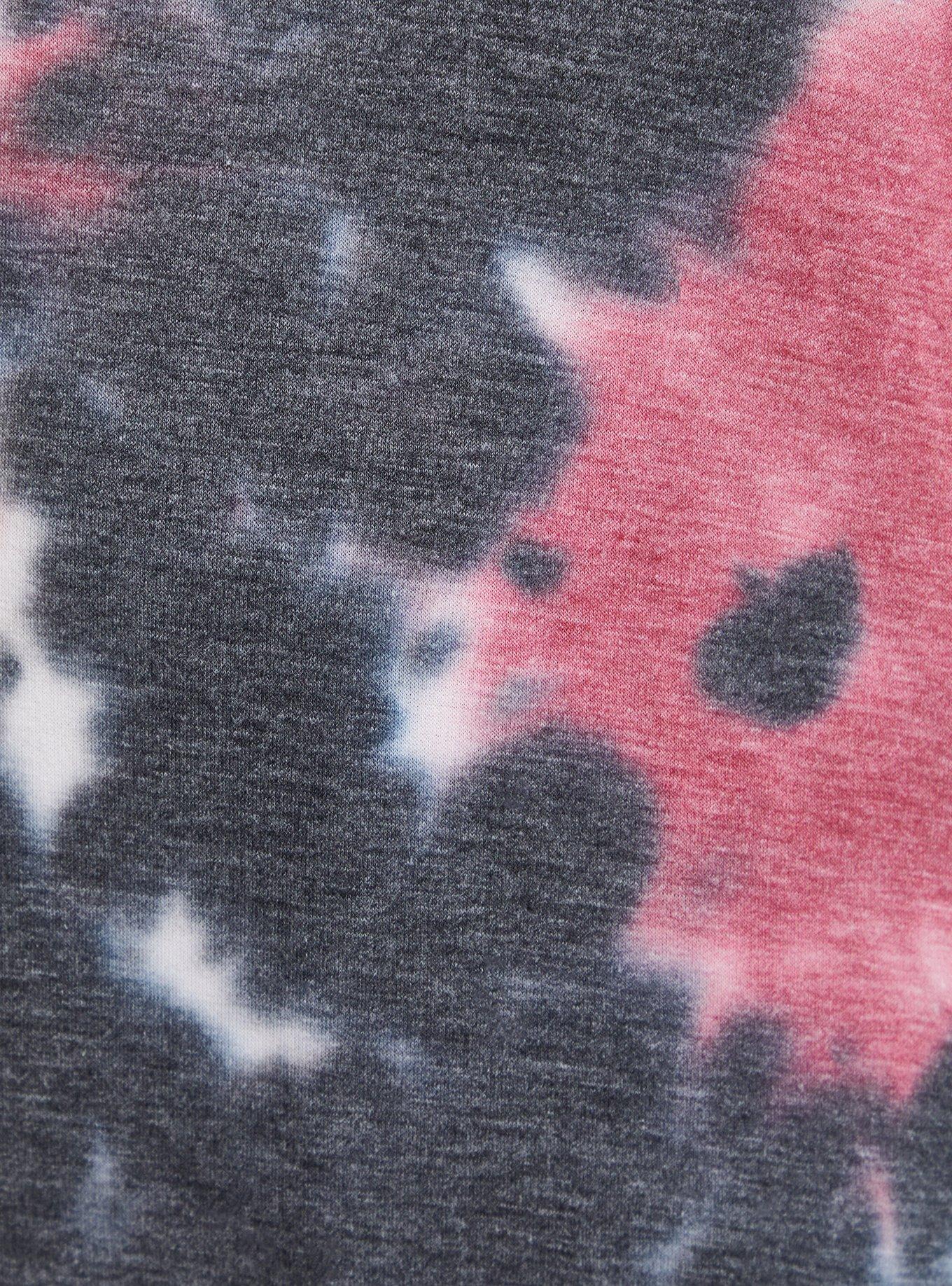 Plus Size Lt Weight French Terry Crew Neck Raglan Sweatshirt, BLACK TIE DYE, alternate