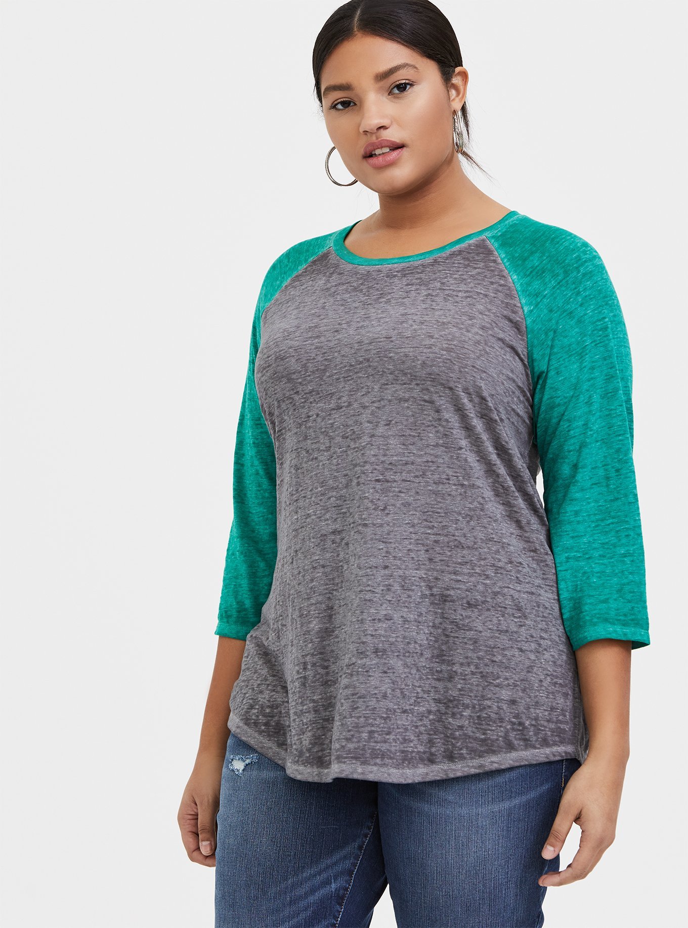 Plus Size - Classic Fit Triblend Jersey Raglan Tee - Torrid