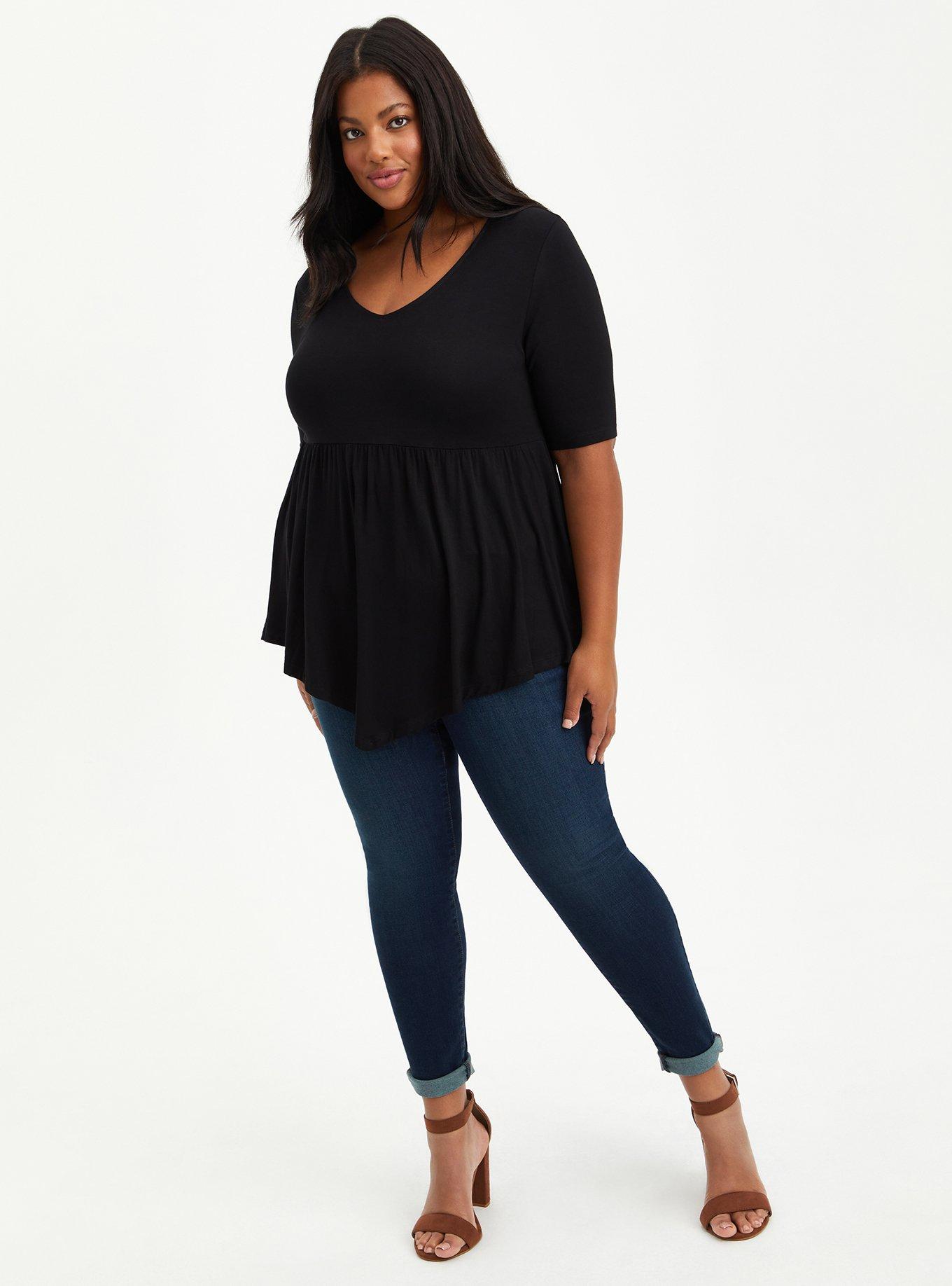 Plus Size - Super Soft Black Babydoll Top - Torrid