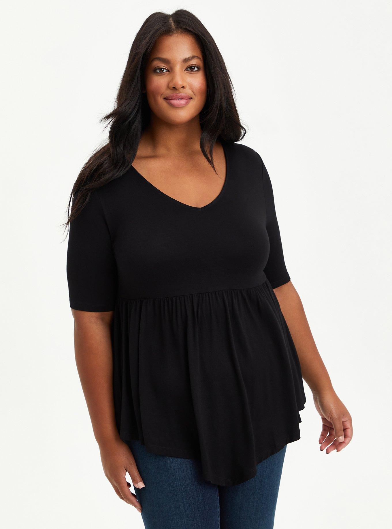Plus Size Babydoll Tee Super Soft Black Torrid