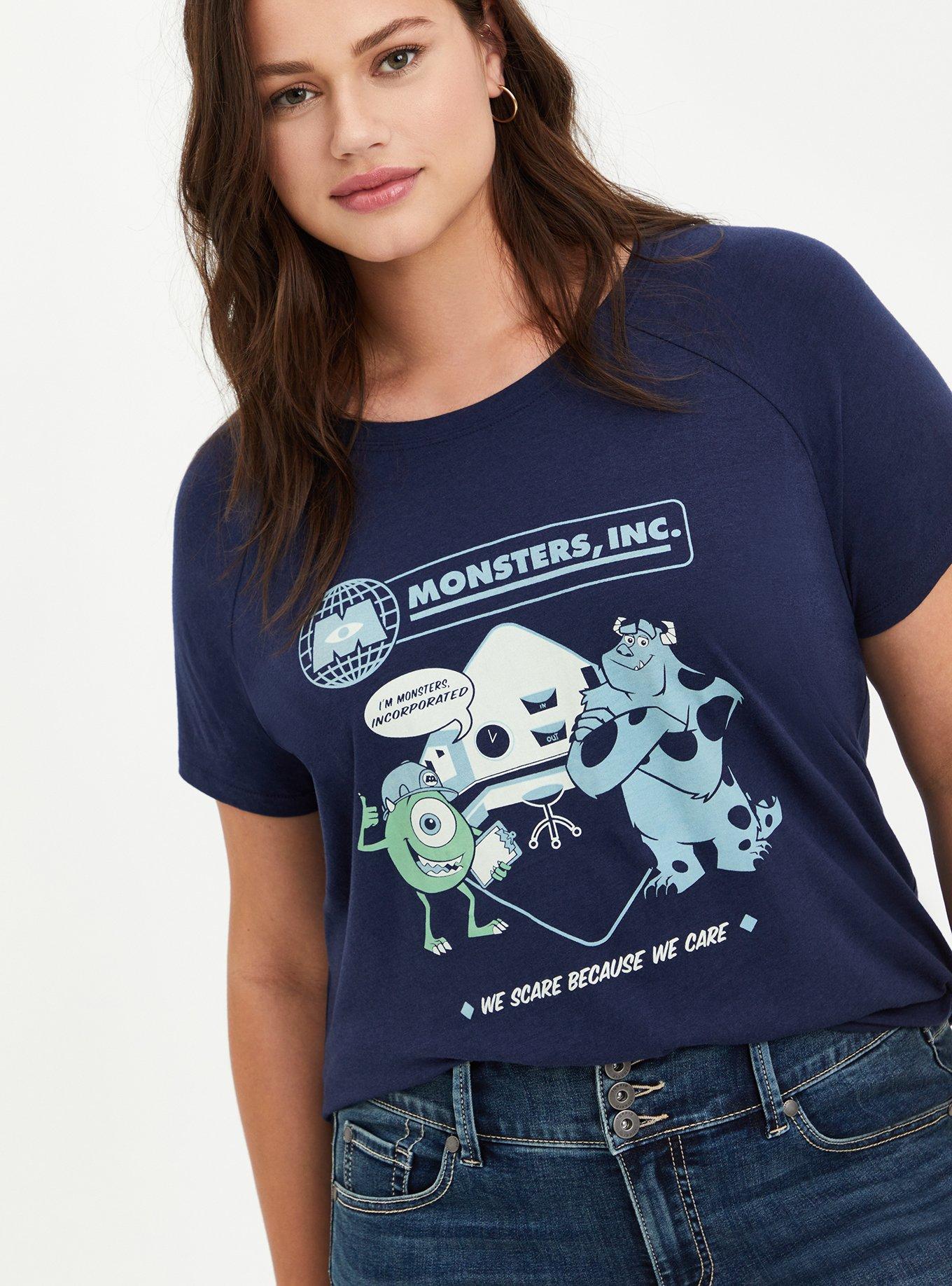 Plus Size Disney Pixar Monster's Inc. We Scare Raglan Top, PEACOAT, hi-res