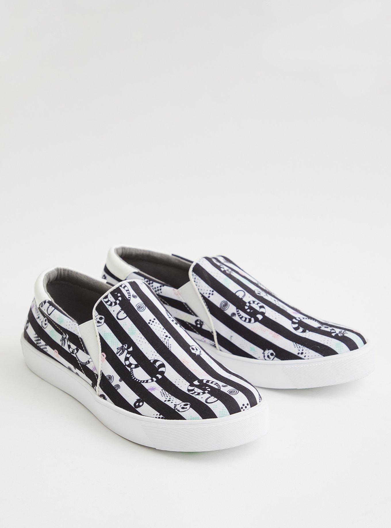 Beetlejuice Slip-On Sneaker - Canvas Striped (WW), BLACK, hi-res