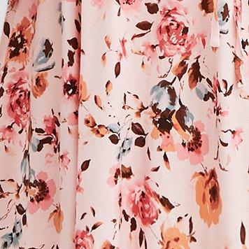 Plus Size Babydoll Tunic - Stretch Challis Medallion Black, DUSTY ROSE FLORAL, swatch