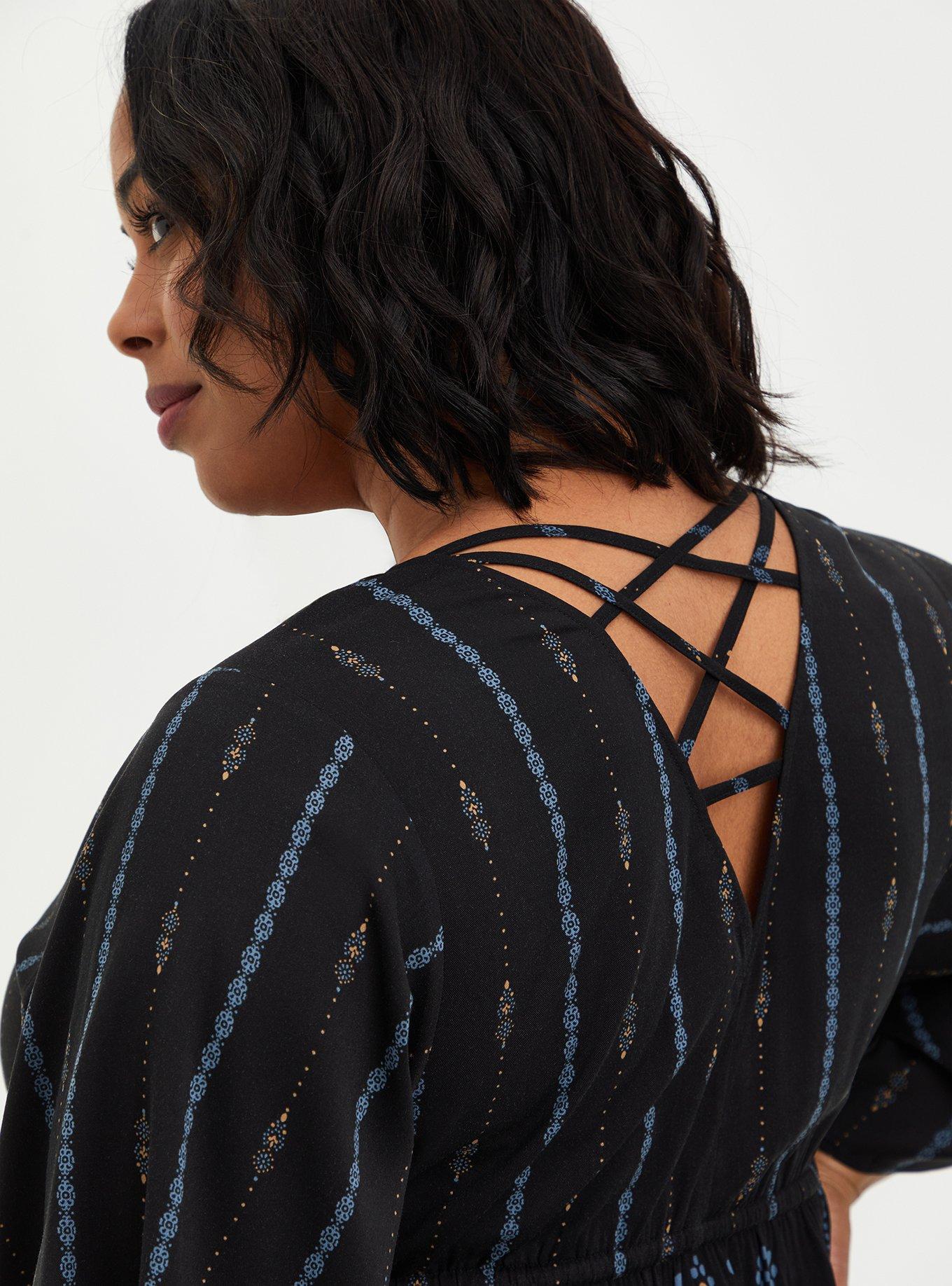 Babydoll Tunic - Stretch Challis Medallion Black, MEDALLION BORDER BLACK, alternate