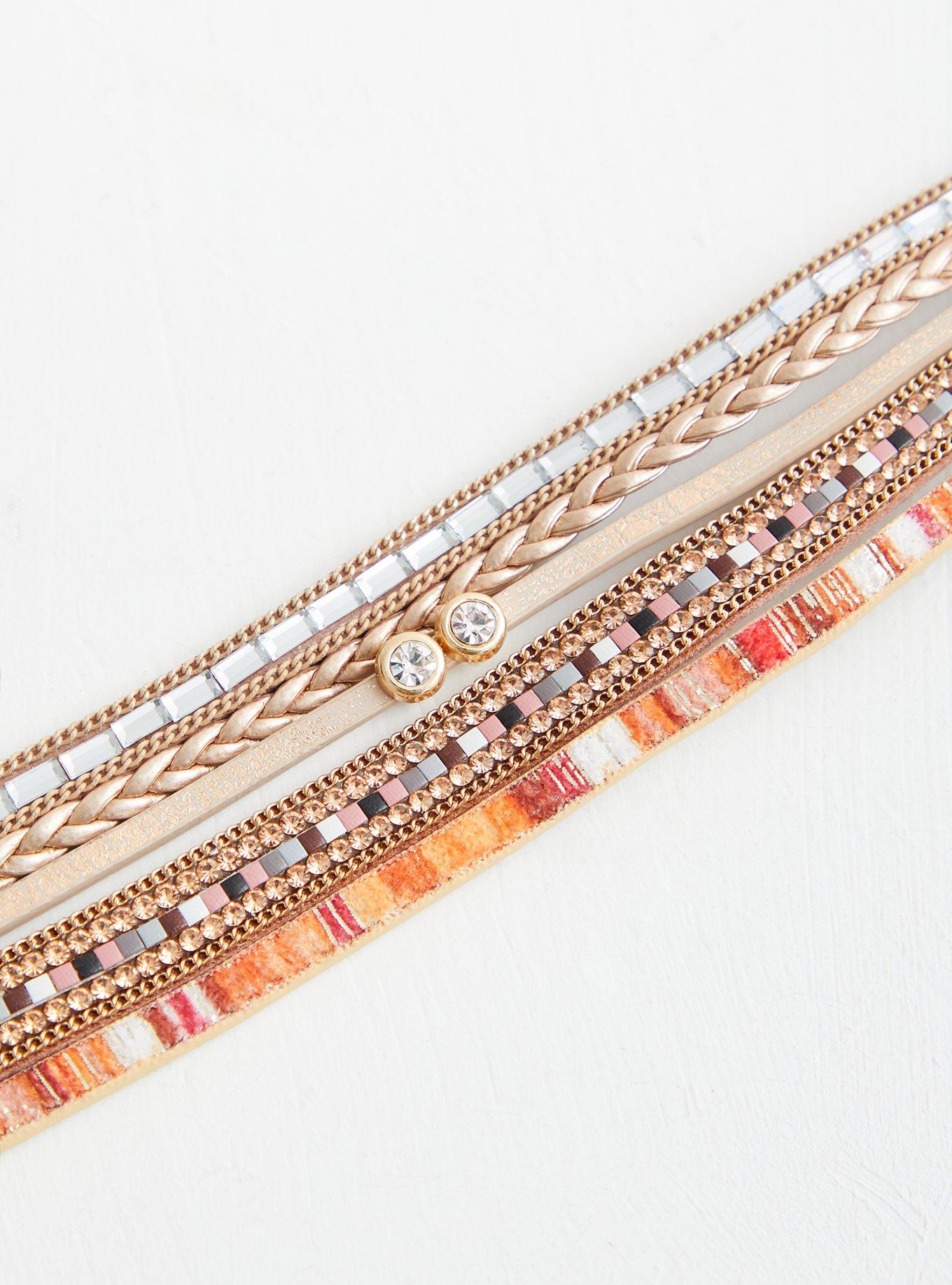 Plus Size Magnetic Bracelet - Orange & Neutral , MULTI, alternate