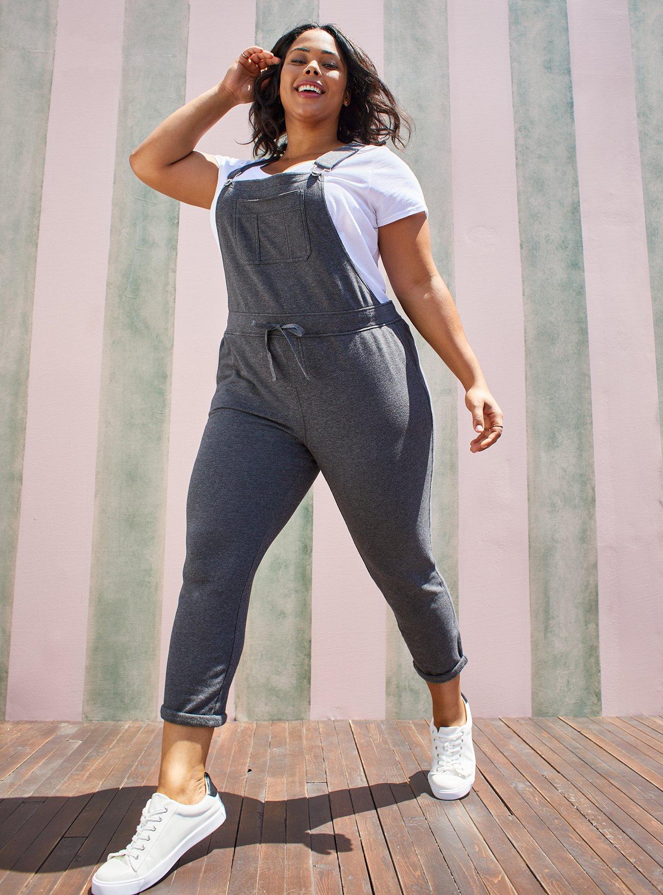 Plus Size Overall Fleece Grey Torrid