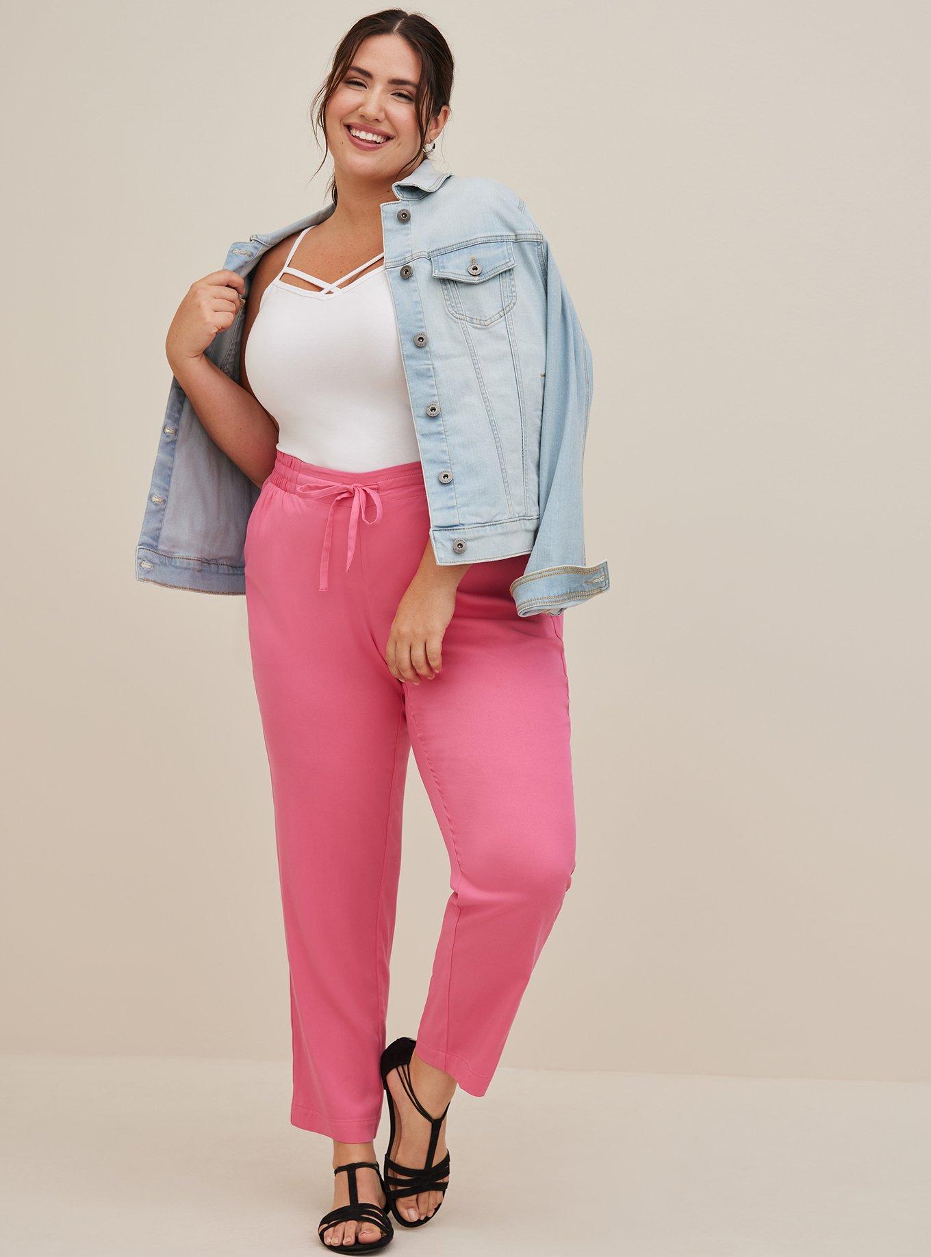 Relaxed Taper Stretch Challis High-Rise Tie-Front Pant