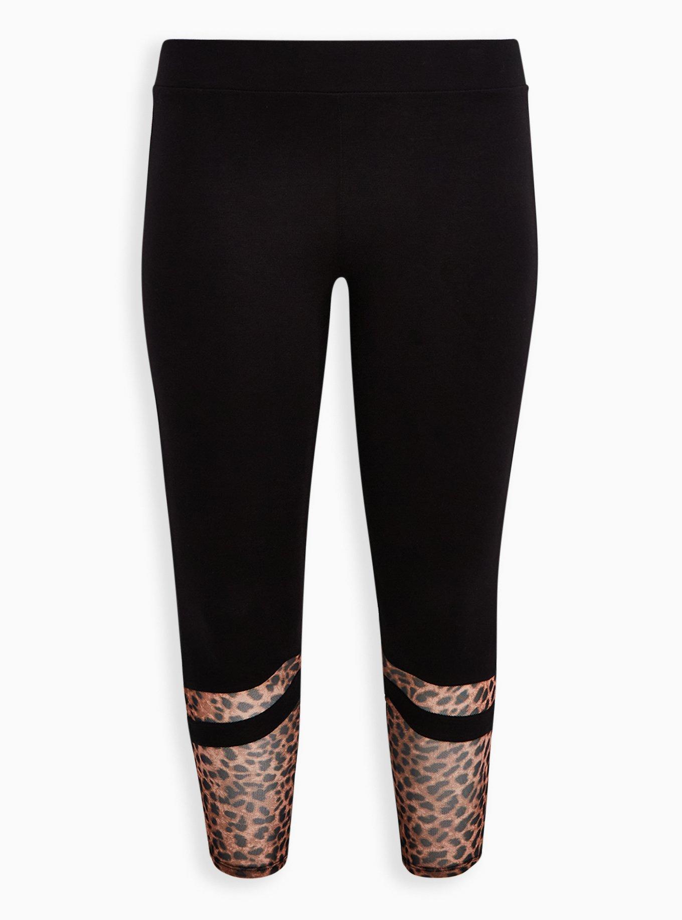 Plus Size Crop Premium Legging - Mesh Inset Leopard, ANIMAL, hi-res