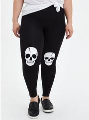 Comfort Waist Crop Premium Legging - Jersey Skull Knee Black, BLACK, hi-res