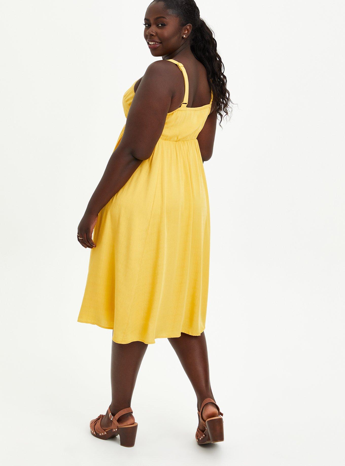 Cross Hatch Pinafore Midi Dress - Mustard, , alternate
