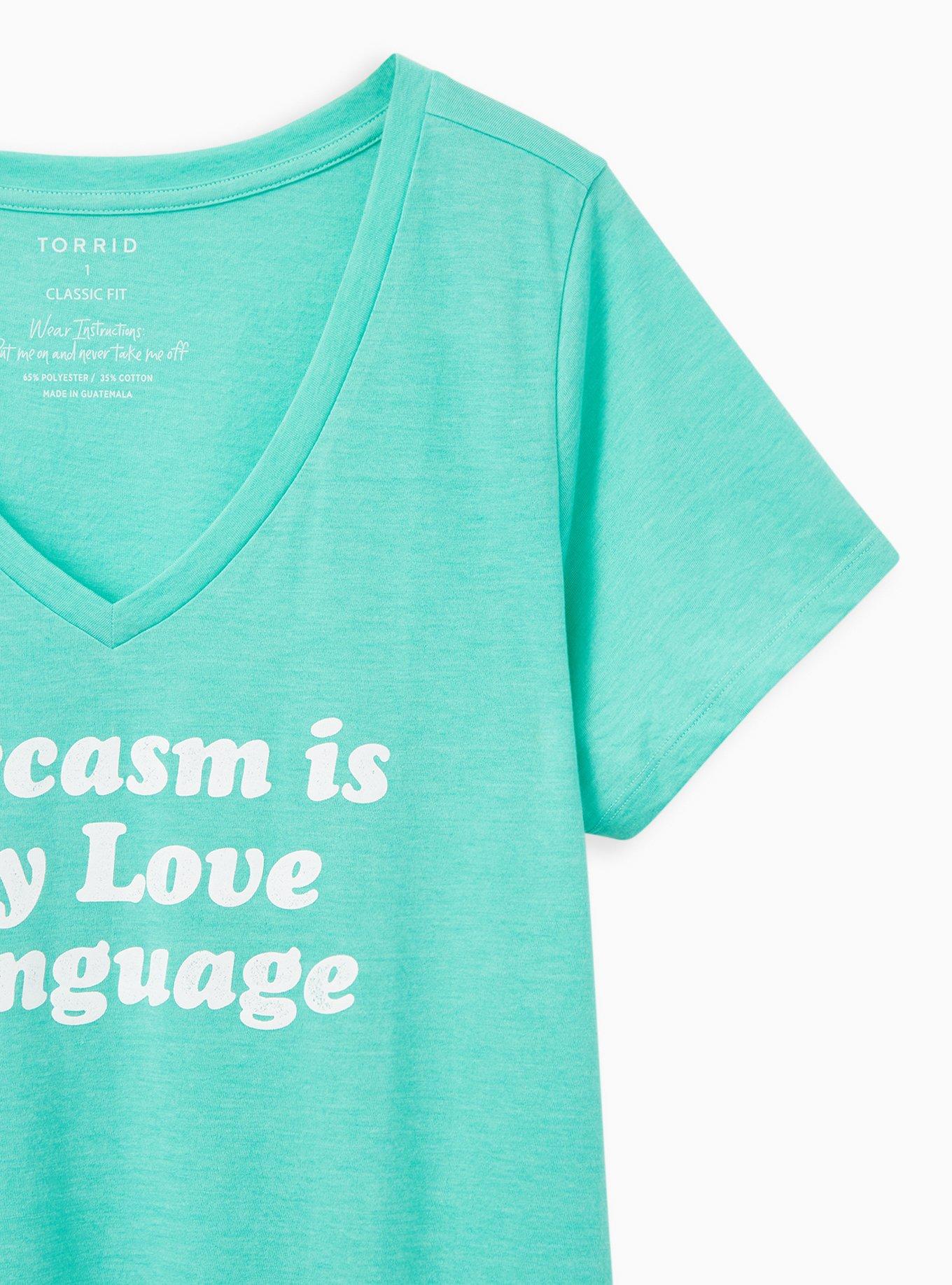 Plus Size Girlfriend Tee - Signature Jersey Green Sarcasm Language, AQUA GREEN, alternate
