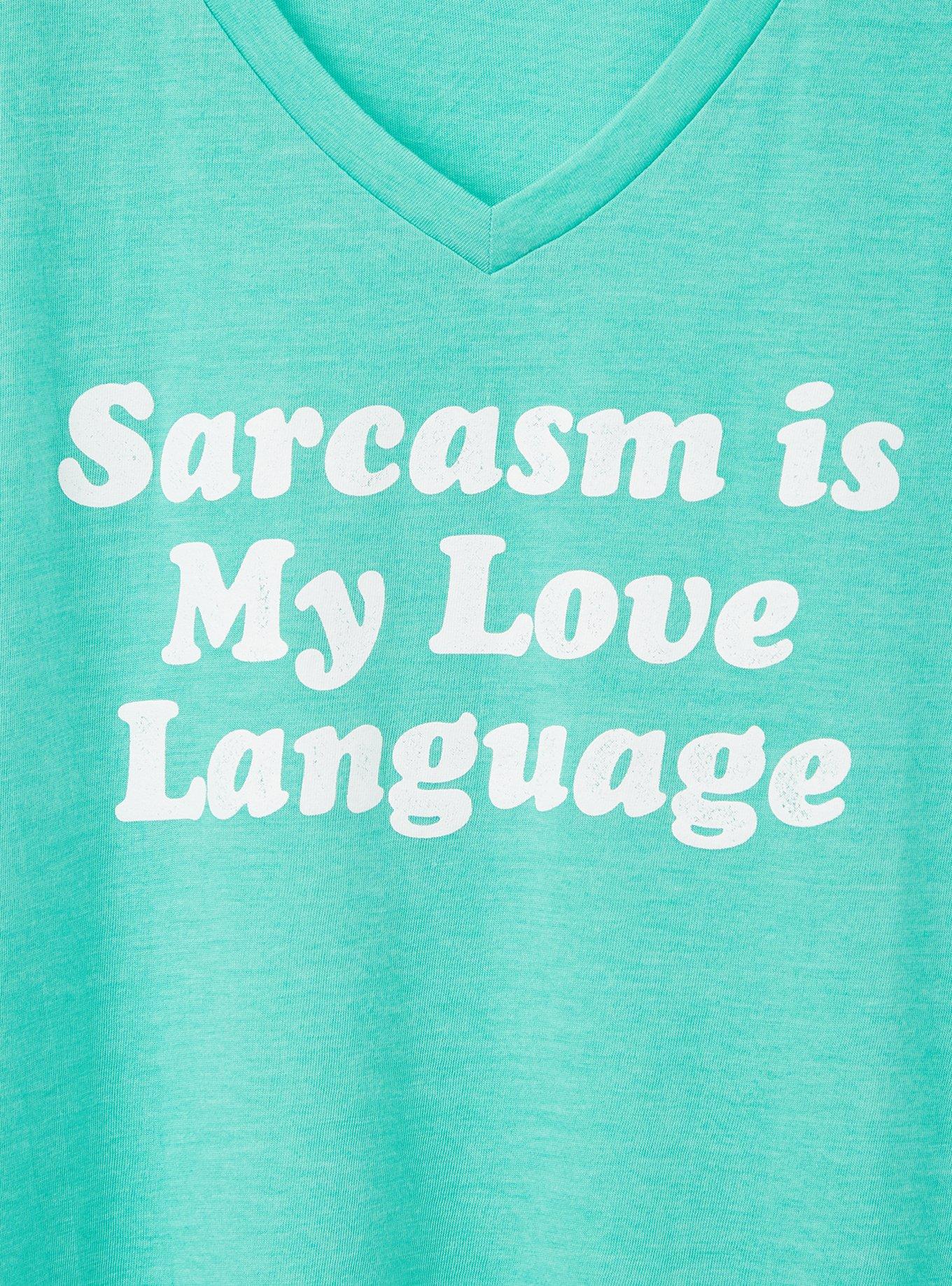Plus Size Girlfriend Tee - Signature Jersey Green Sarcasm Language, AQUA GREEN, alternate