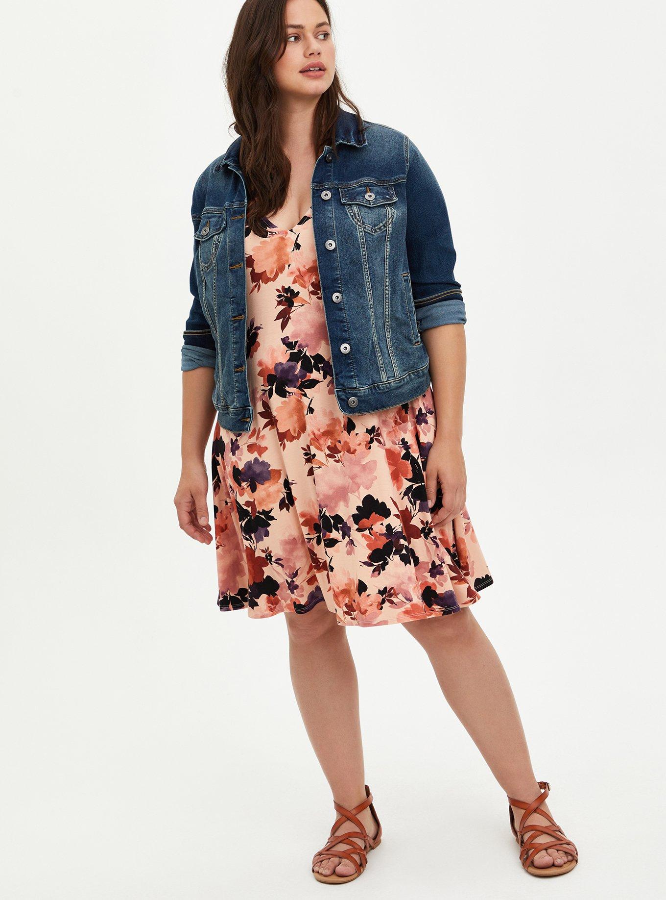 Mini Super Soft Trapeze Dress, FLORAL PEACH, alternate