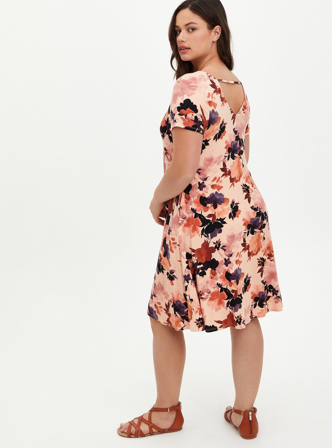 Mini Super Soft Trapeze Dress, FLORAL PEACH, alternate