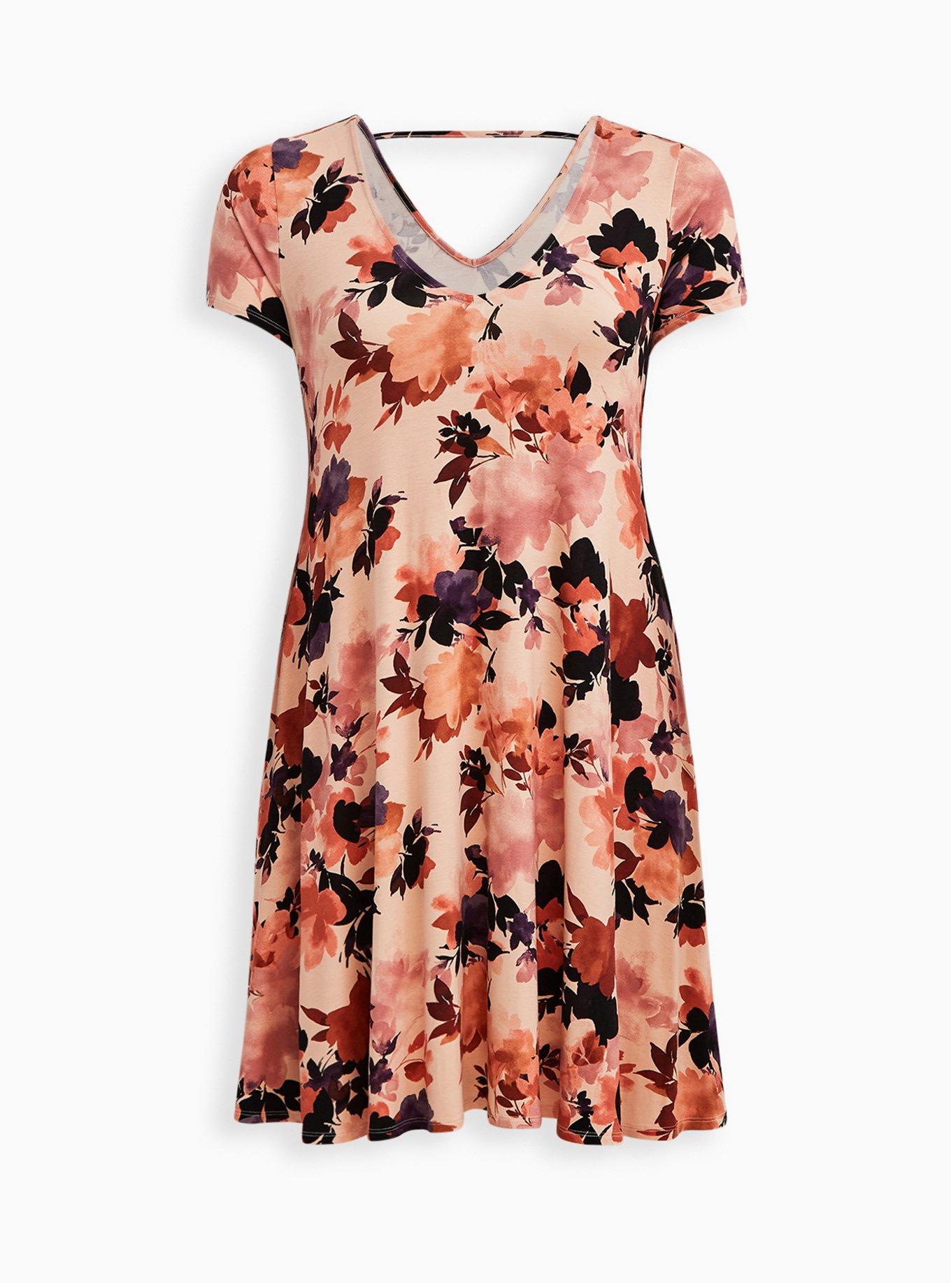 Mini Super Soft Trapeze Dress, FLORAL PEACH, hi-res