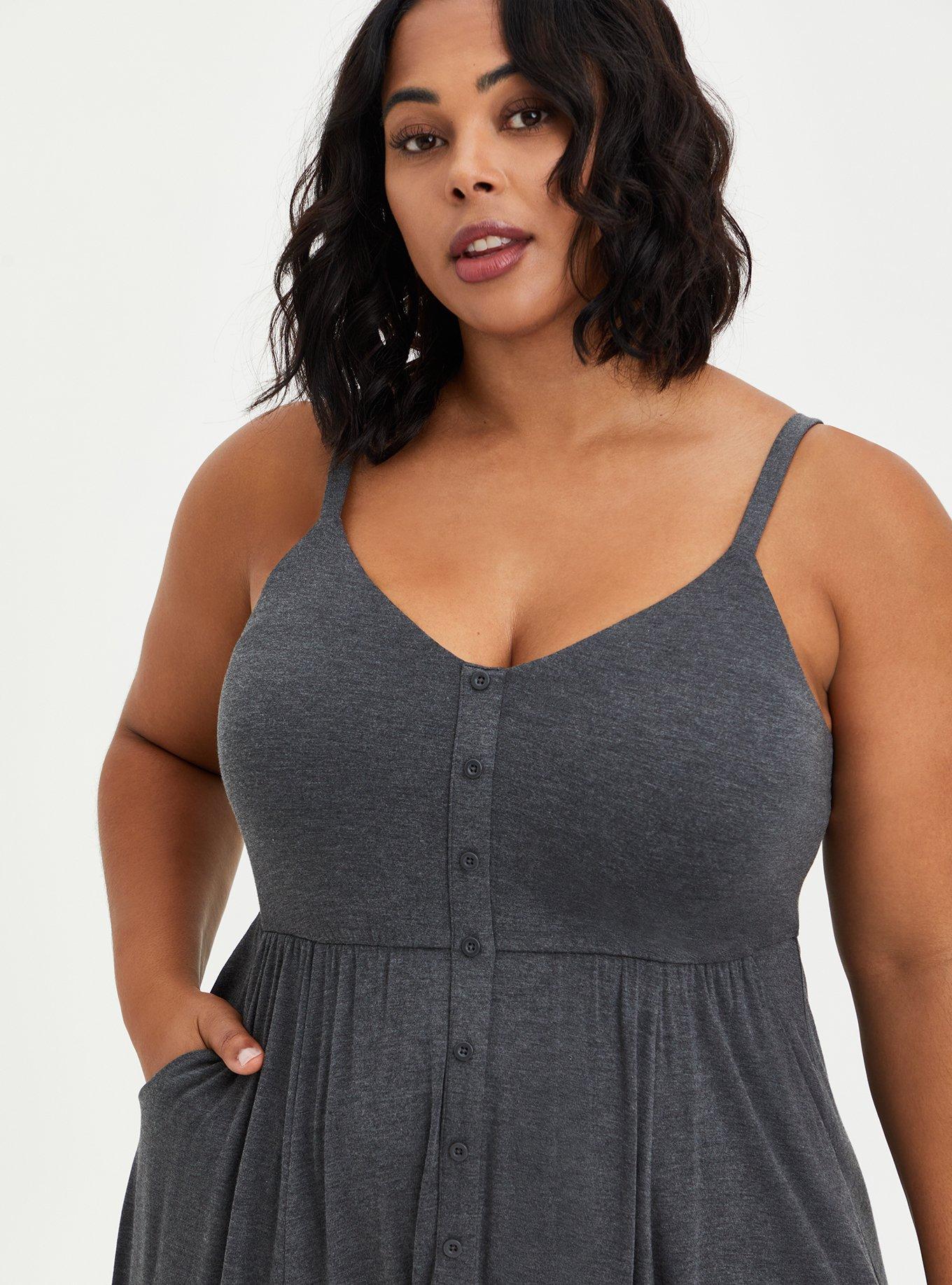 charcoal grey dress plus size Plus Size Puff Long Sleeve Hacci Brushed Dress Grey Dark main image 0