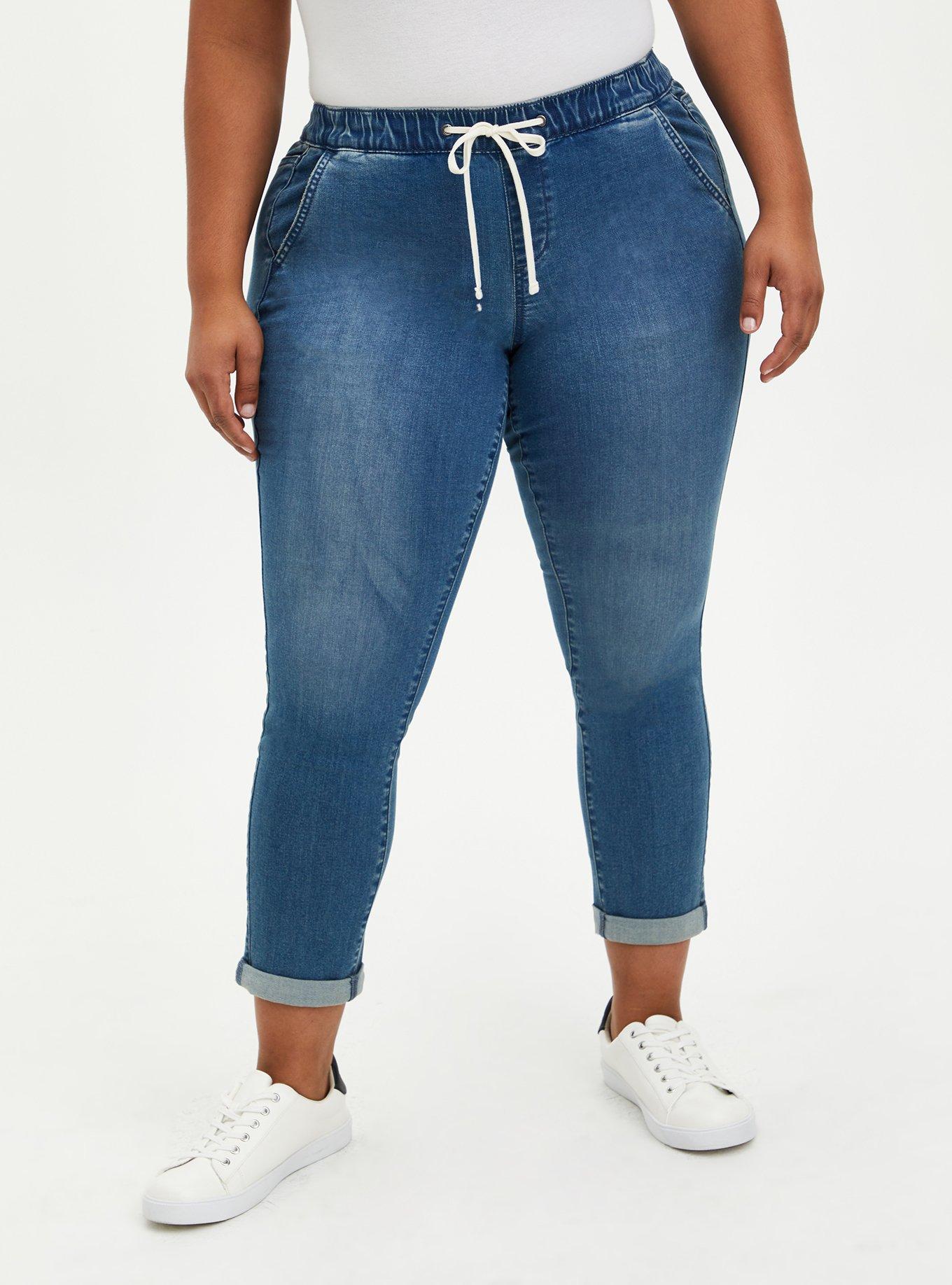 Stretchable Denim Black Flared Jeans  Baggy jeans, mid waist jogger jeans  for girls, plus size