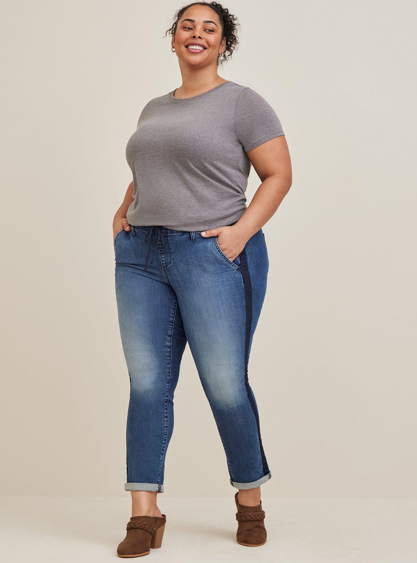 Plus Size Pull On Boyfriend Straight Super Soft Mid Rise Jean Torrid