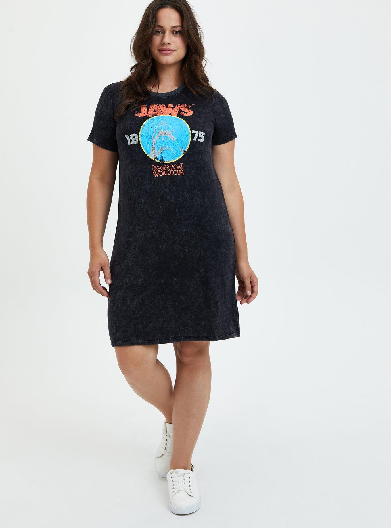 Plus Size Universal Jaws T-Shirt Dress - Mineral Wash Black, DEEP BLACK, alternate