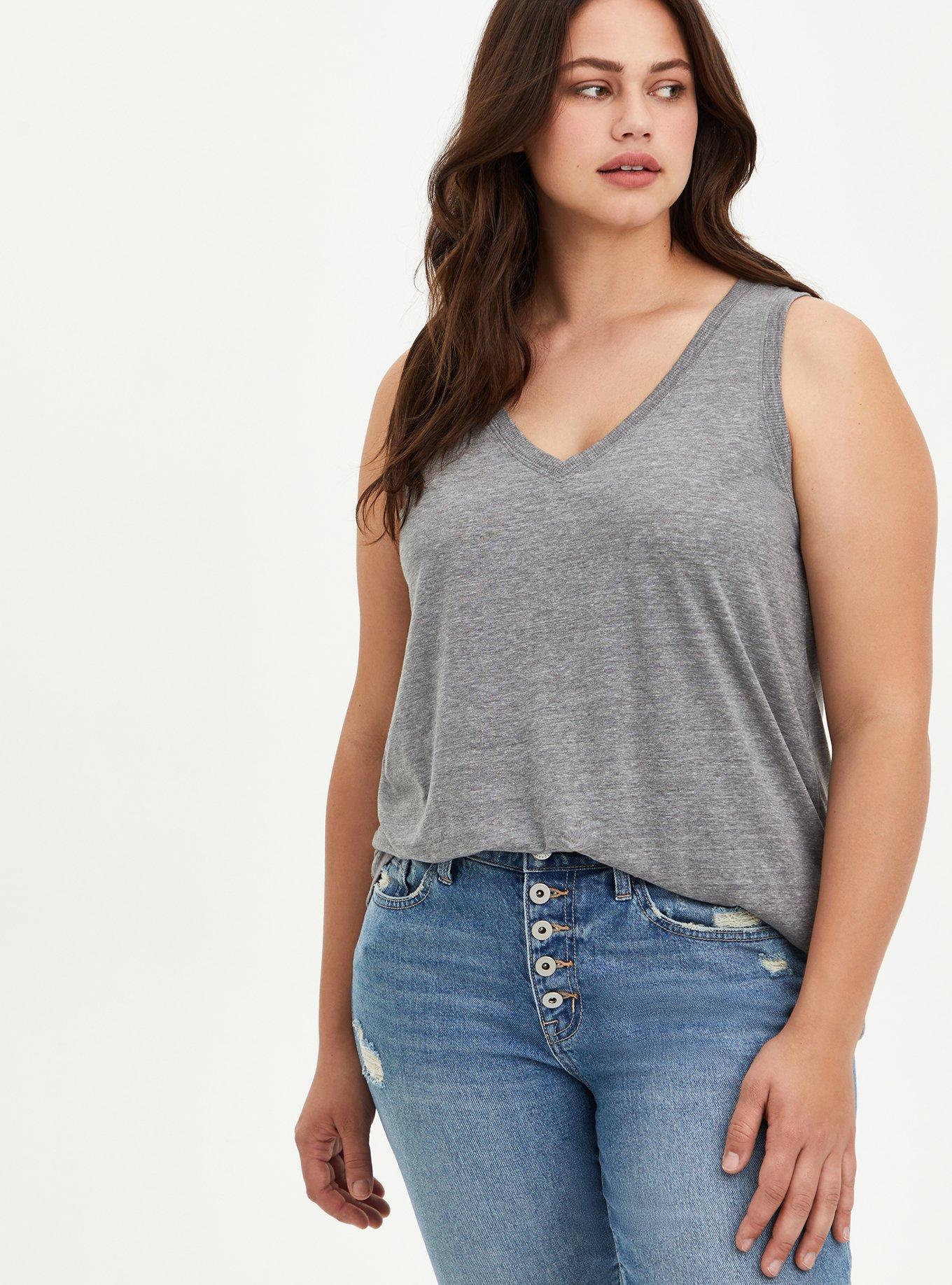 Vintage Triblend Jersey V-Neck Tank, HEATHER GREY, hi-res
