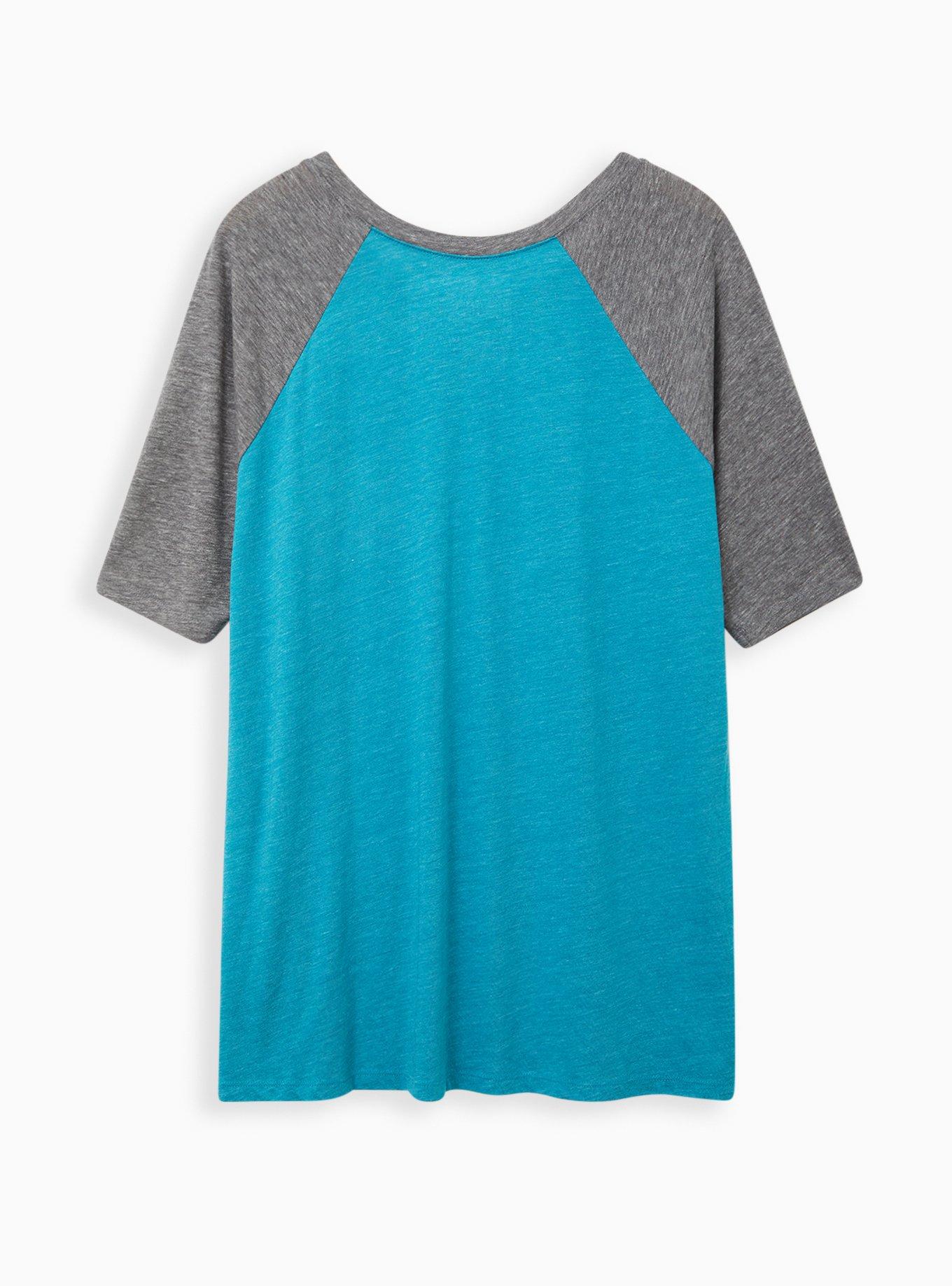 Plus Size Classic Fit Triblend Jersey Crew Neck Pocket Raglan Tee, TEAL, alternate