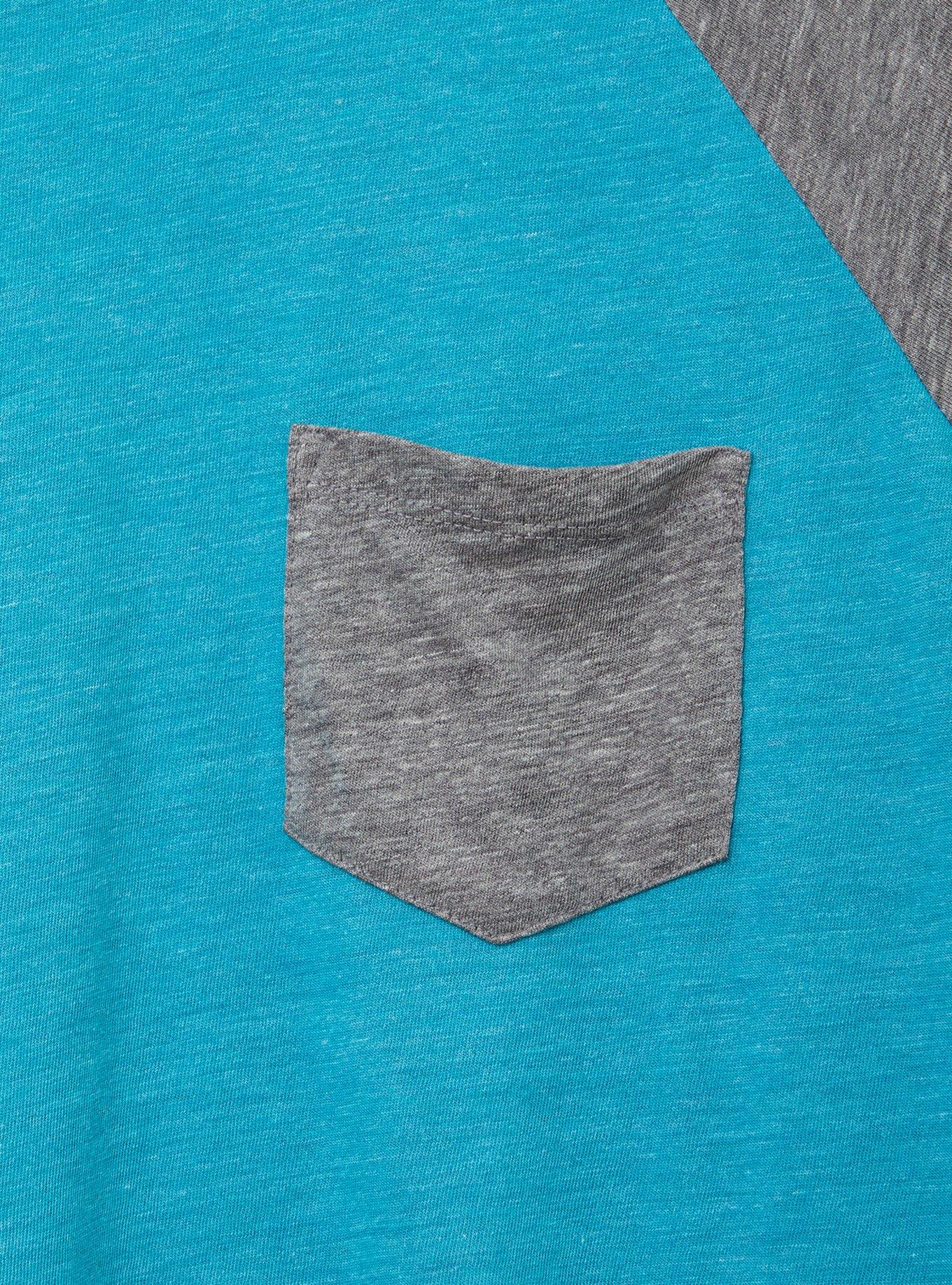 Plus Size Classic Fit Triblend Jersey Crew Neck Pocket Raglan Tee, TEAL, alternate