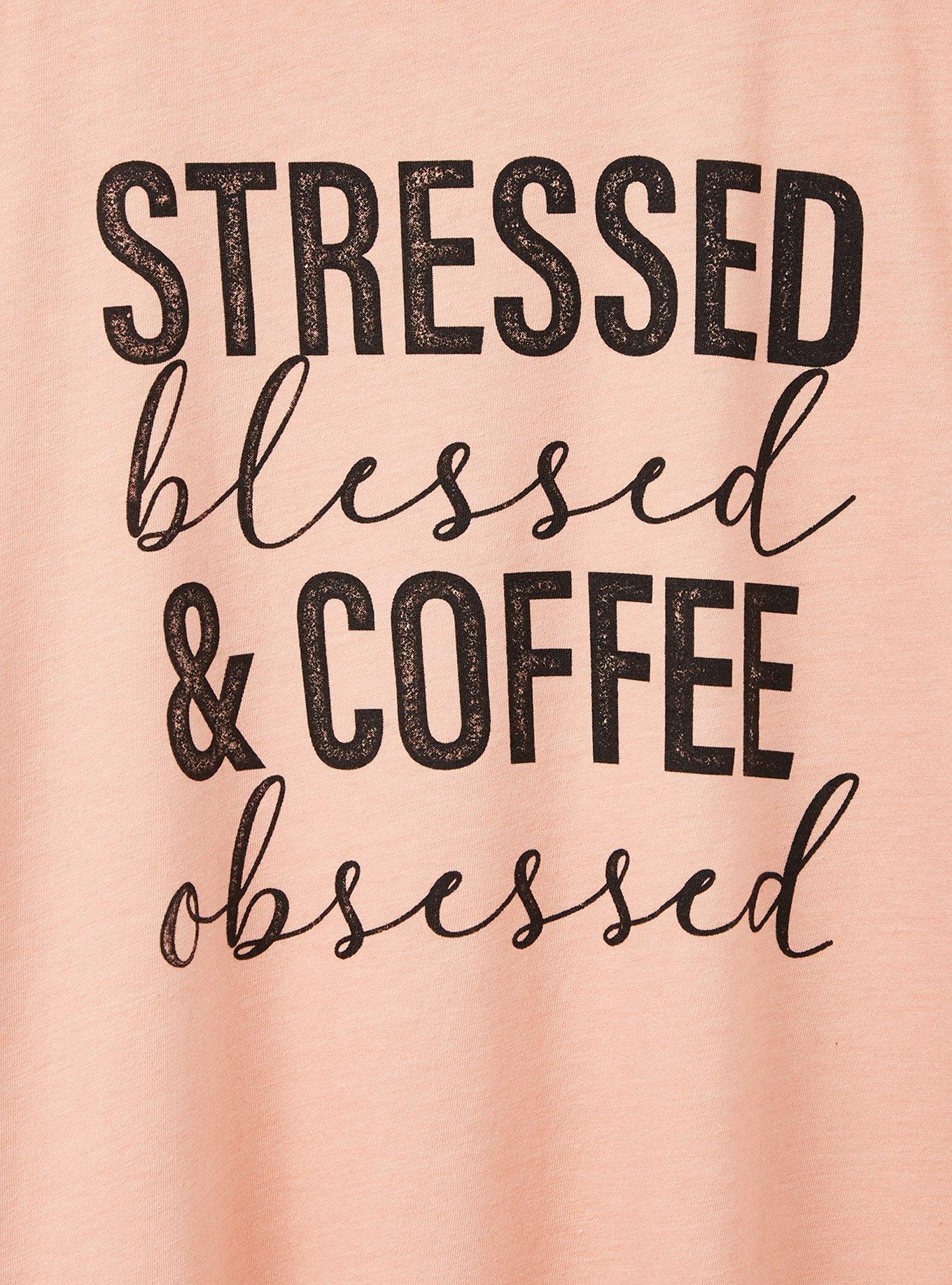 Plus Size Relaxed Fit Tee - Triblend Stressed Blessed Pink, PEACH BEIGE, alternate
