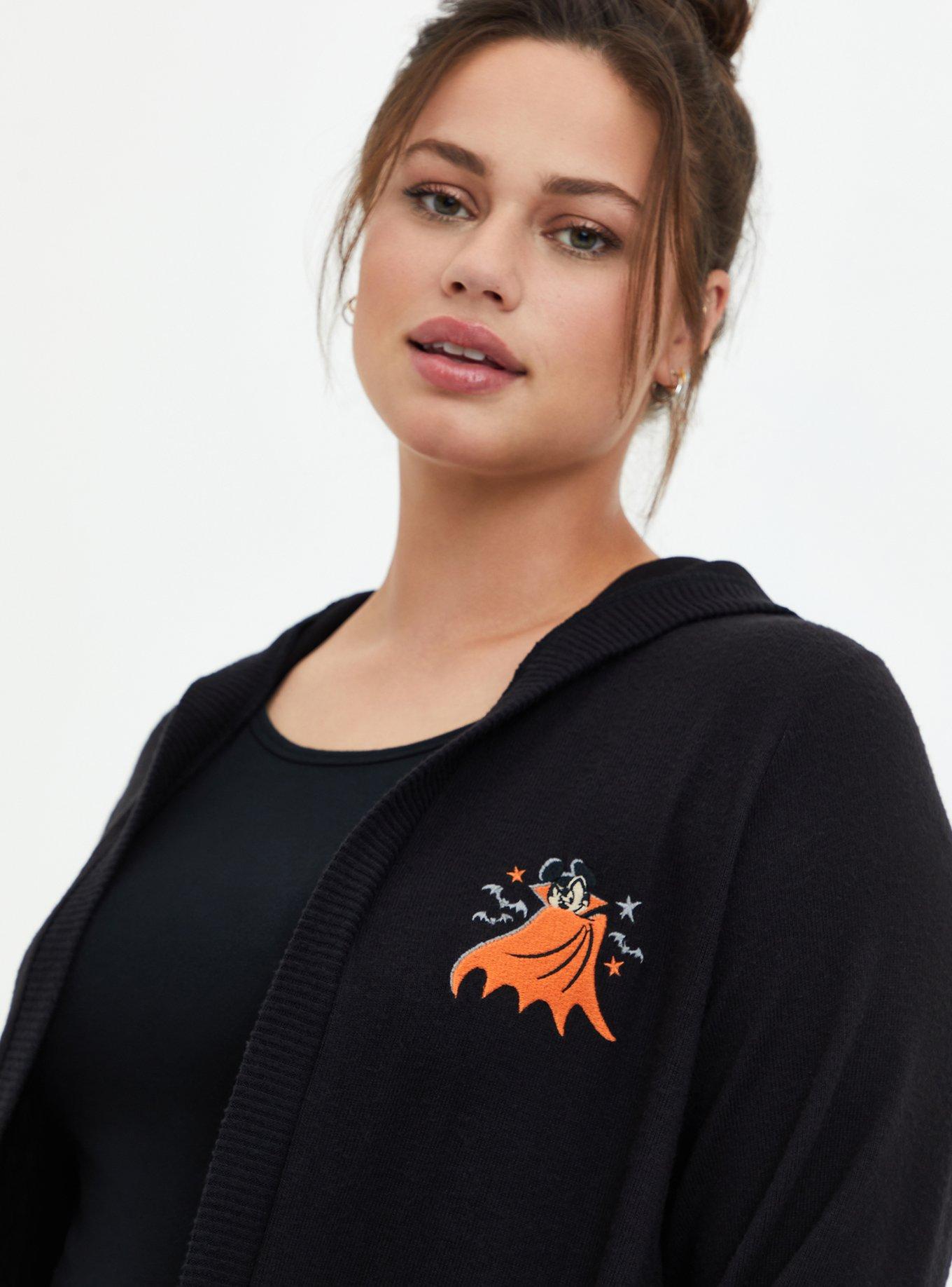 Plus Size Disney Mickey Mouse Vampire Hooded Cardigan - Super Soft Black, DEEP BLACK, alternate