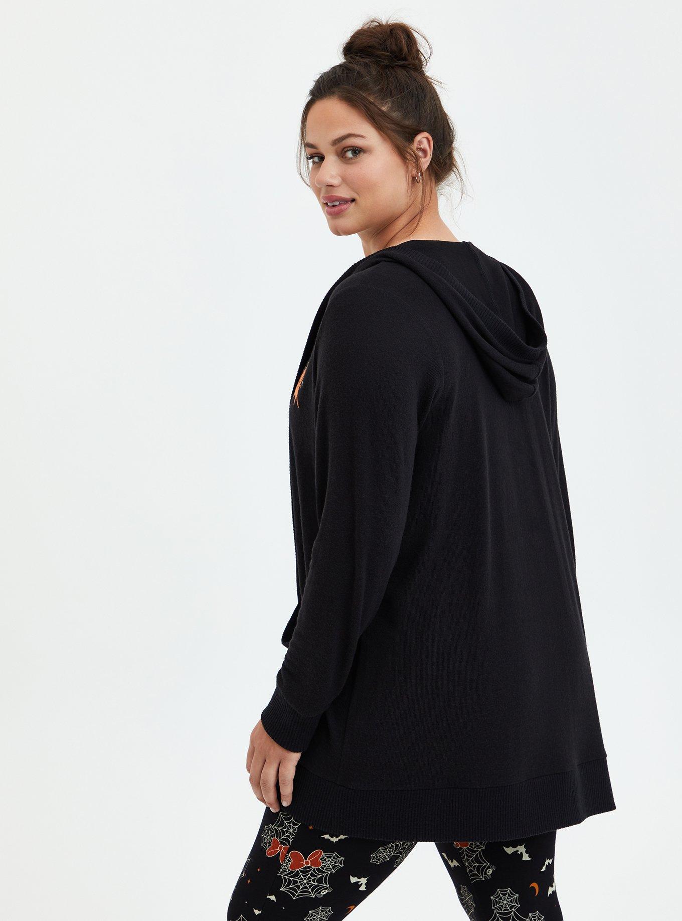 Plus Size Disney Mickey Mouse Vampire Hooded Cardigan - Super Soft Black, DEEP BLACK, alternate