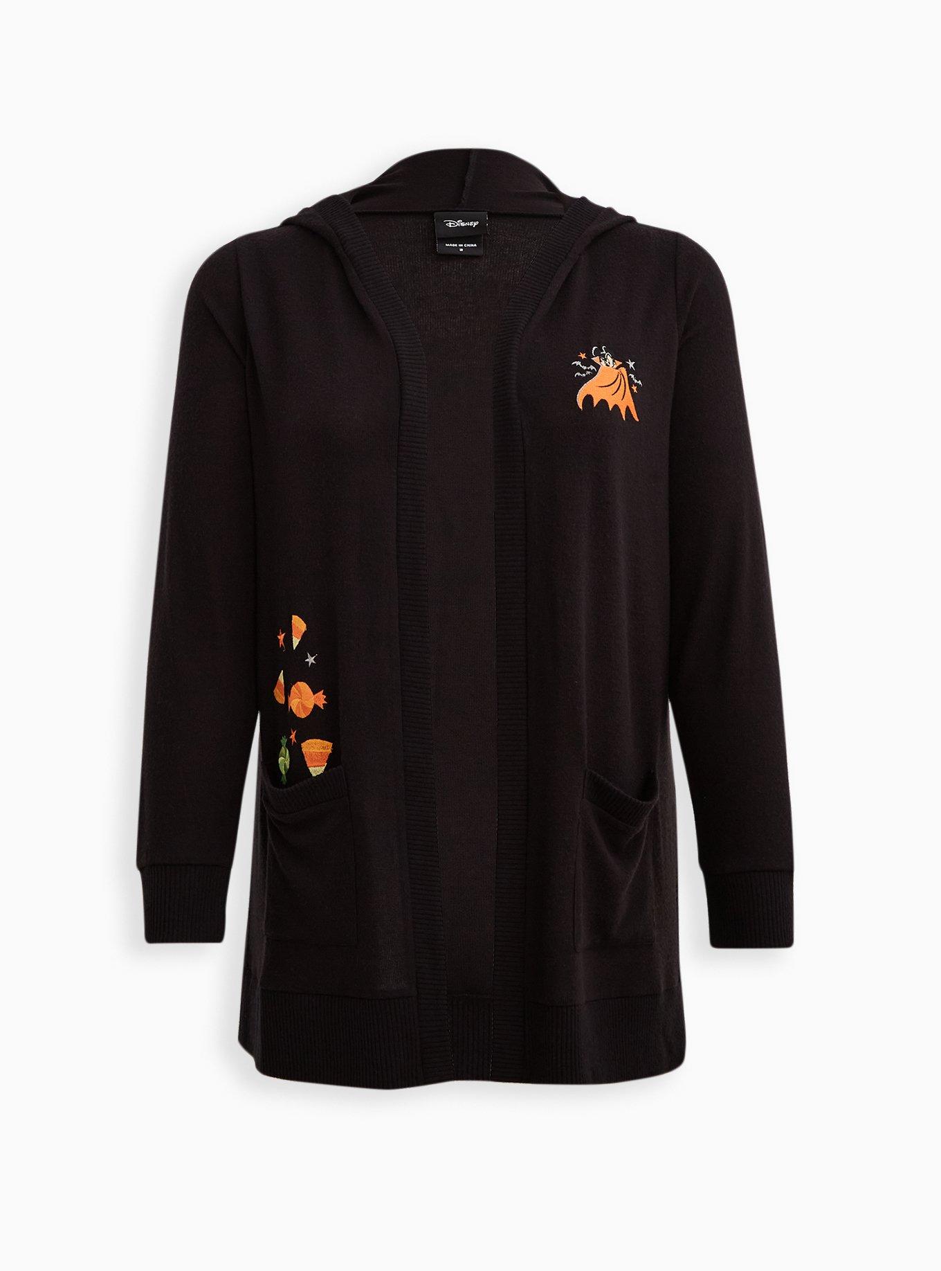 Plus Size Disney Mickey Mouse Vampire Hooded Cardigan - Super Soft Black, DEEP BLACK, hi-res