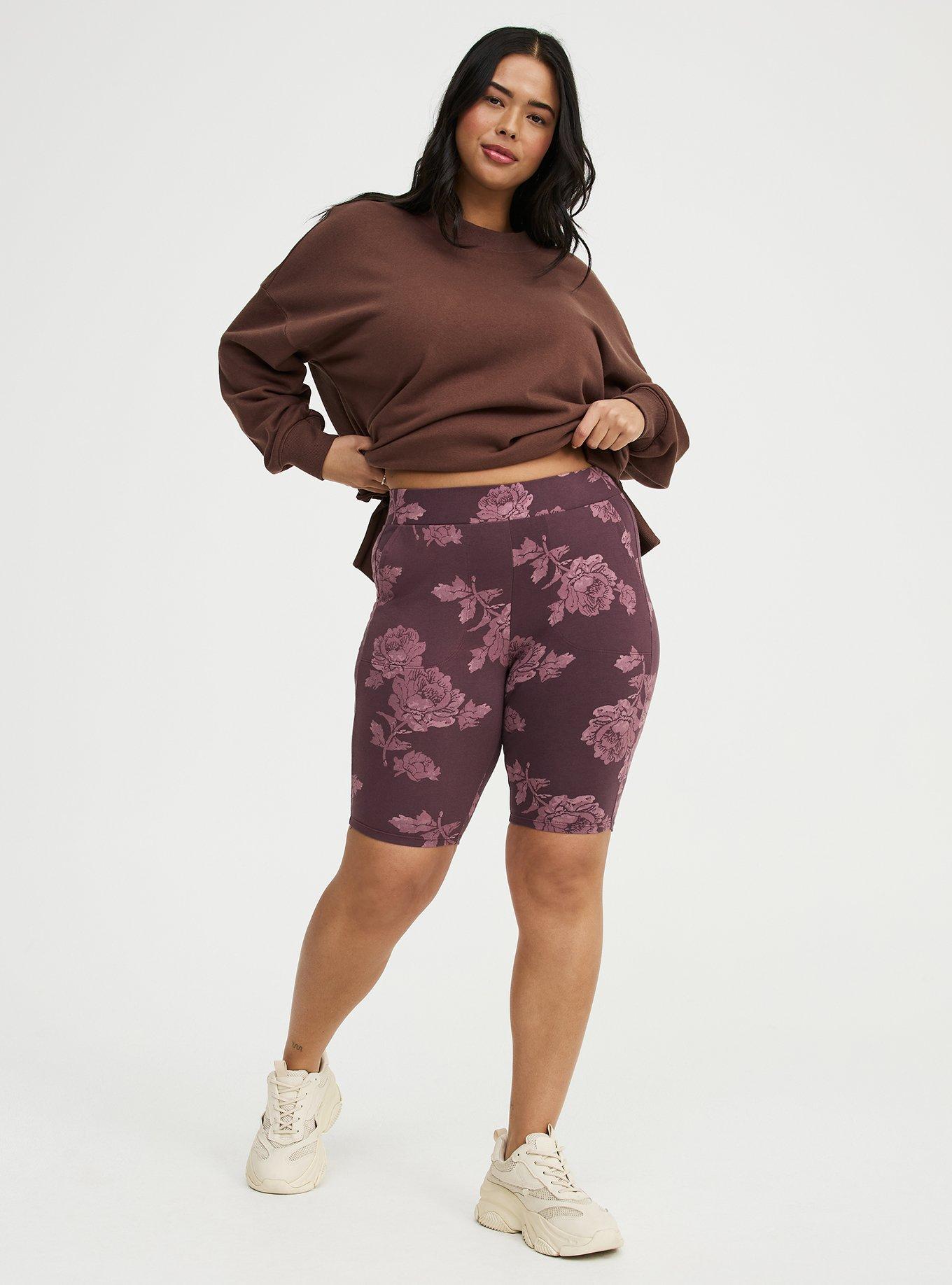 9'' Pocket Bike Short, FLOWER STAMPS FLORAL BROWN, hi-res