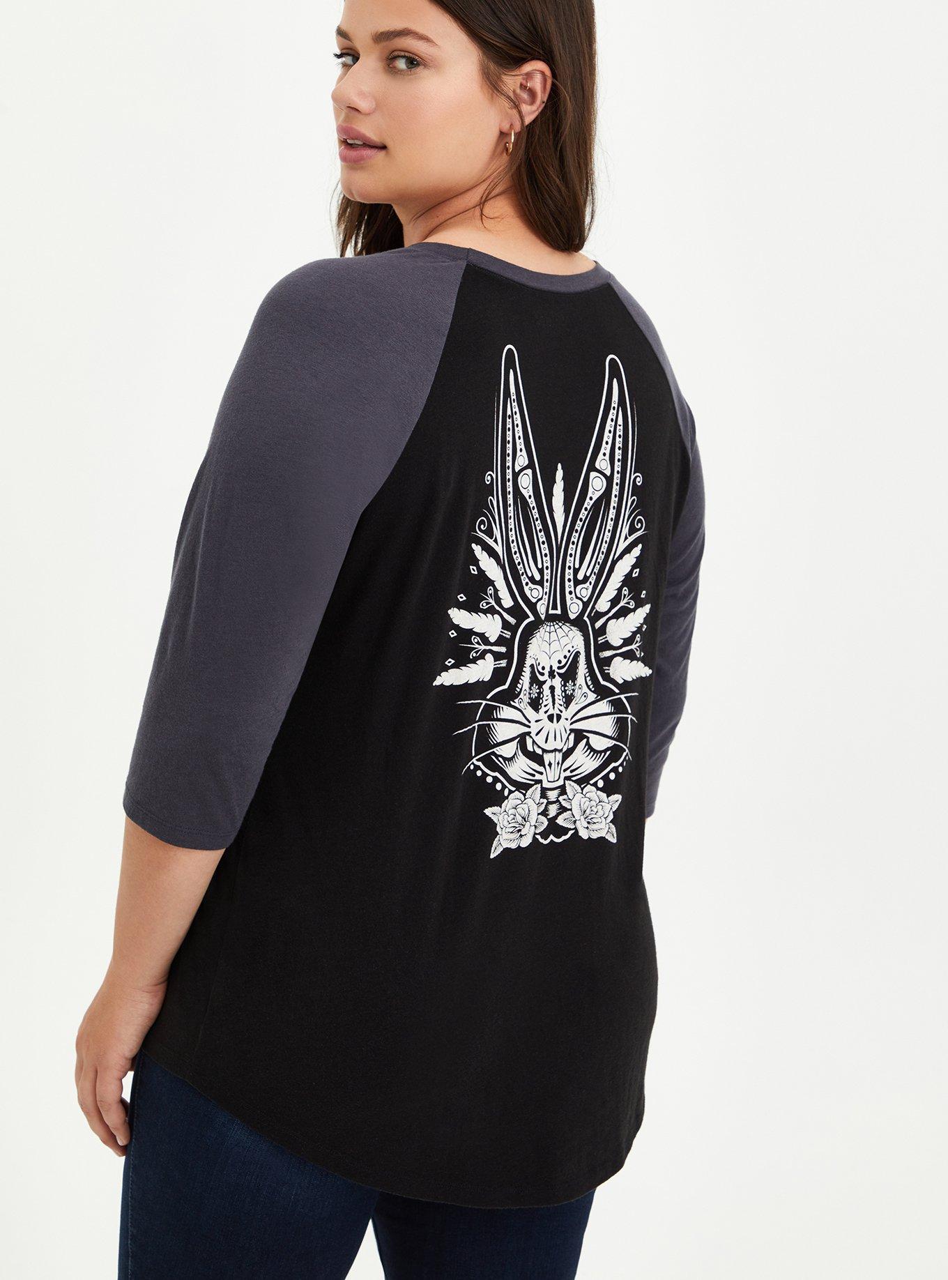 Plus Size Warner Bros. Looney Tunes Bugs Muertos Raglan, BLACK GREY, alternate
