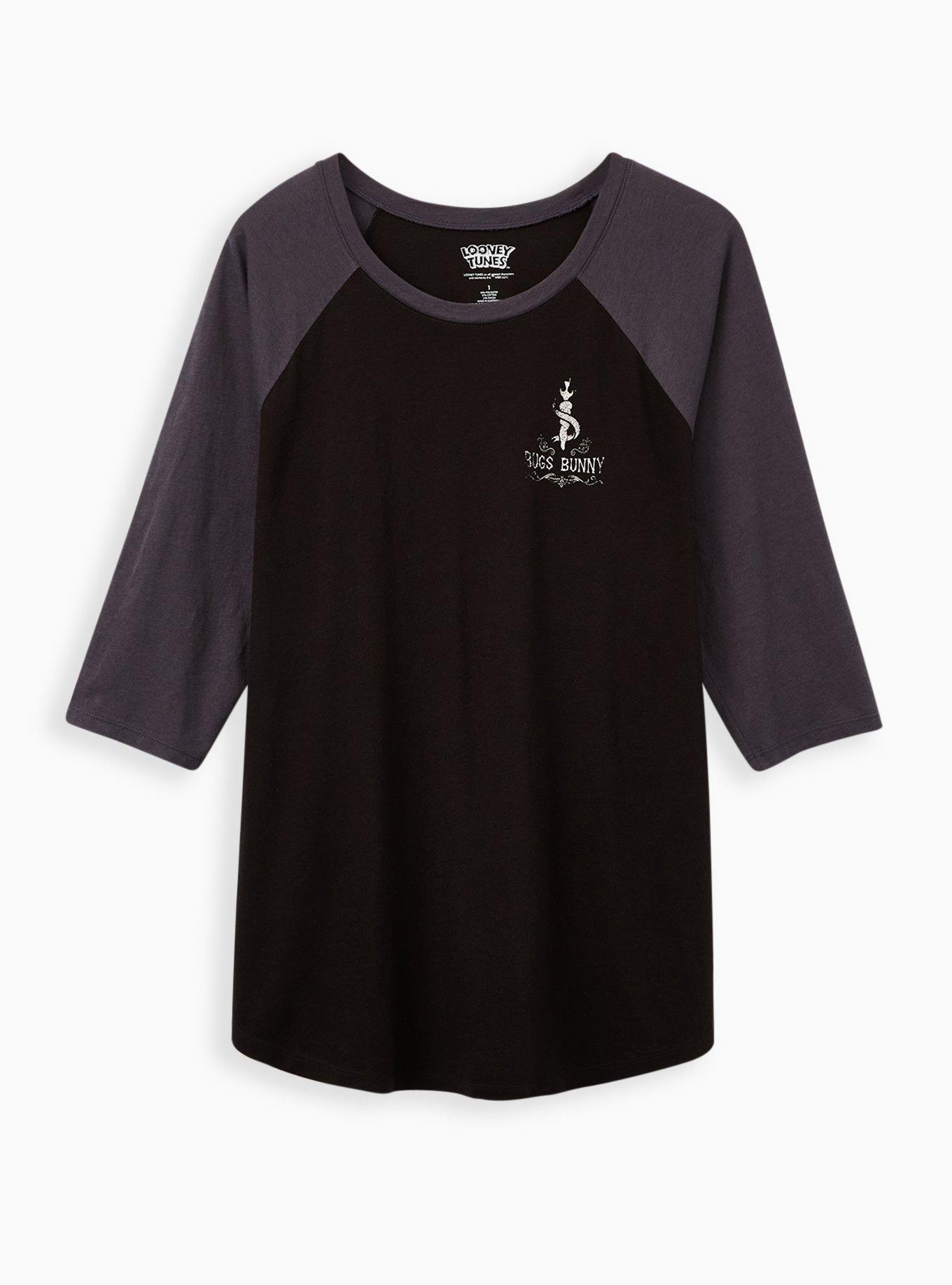 Plus Size Warner Bros. Looney Tunes Bugs Muertos Raglan, BLACK GREY, hi-res