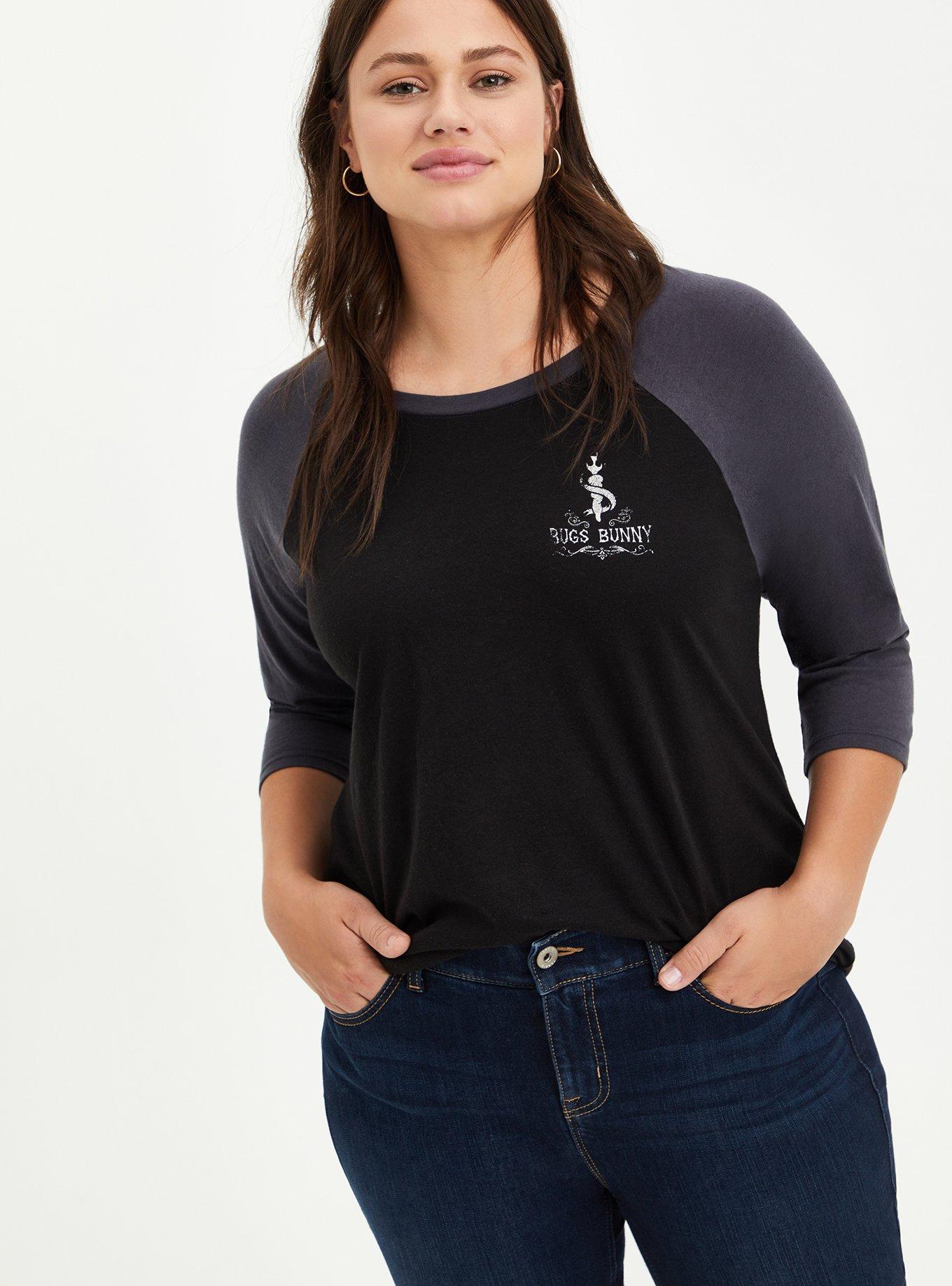 Plus Size Warner Bros. Looney Tunes Bugs Muertos Raglan, BLACK GREY, hi-res