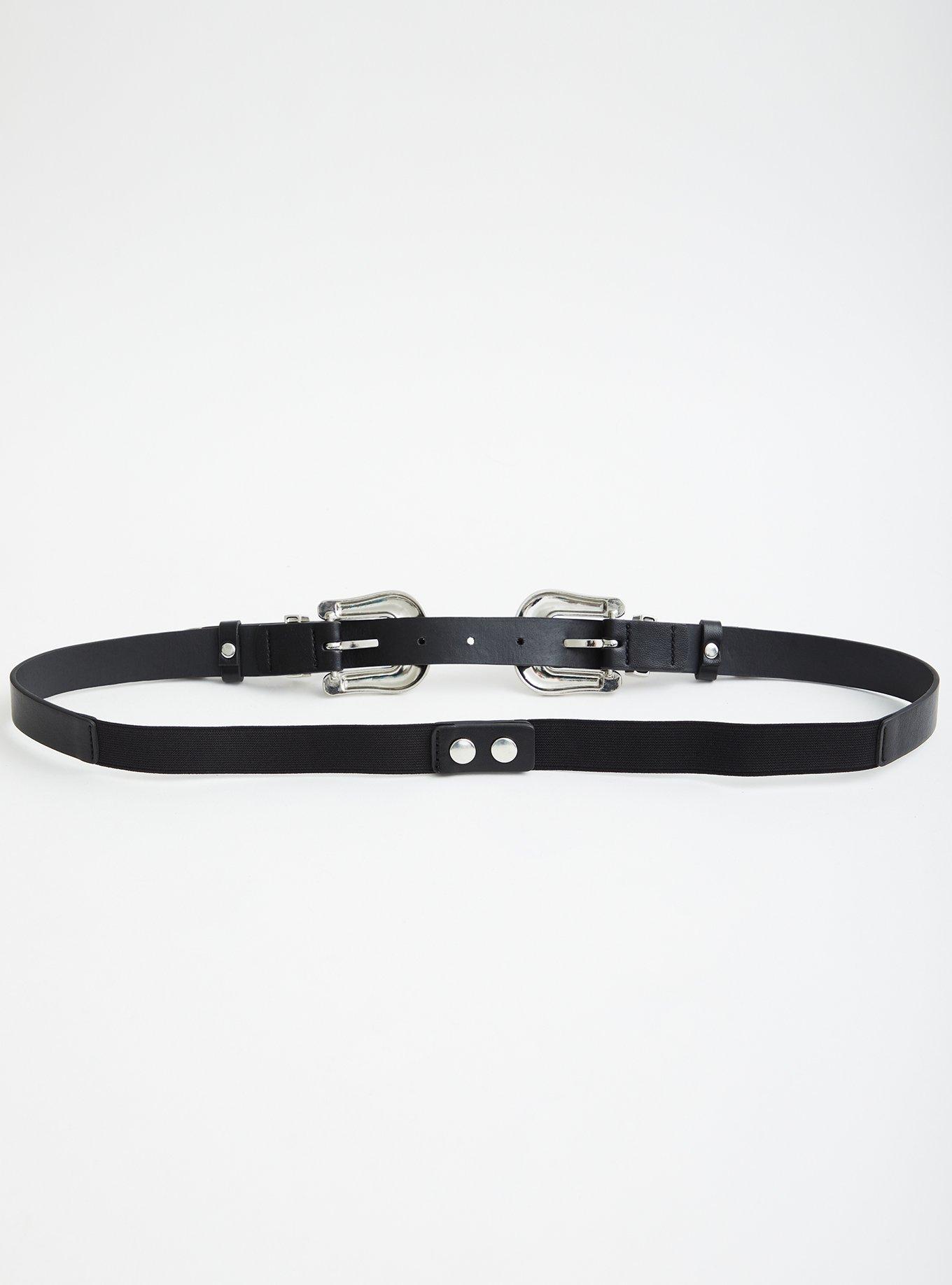 Plus Size Locklear Studded Plus Size Double Buckle Belt-Black