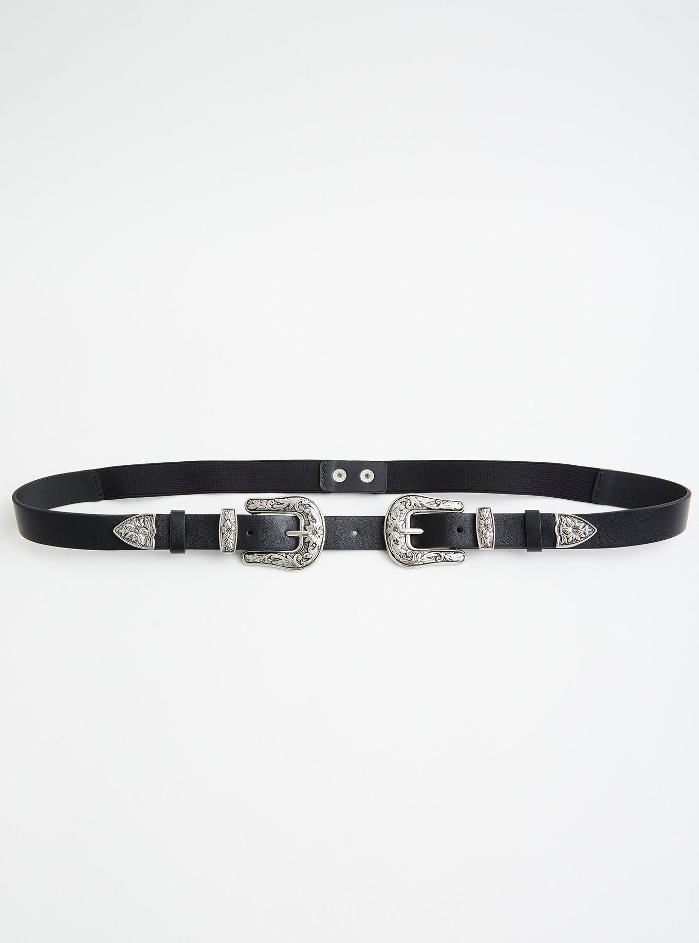 Plus Size Locklear Studded Plus Size Double Buckle Belt-Black