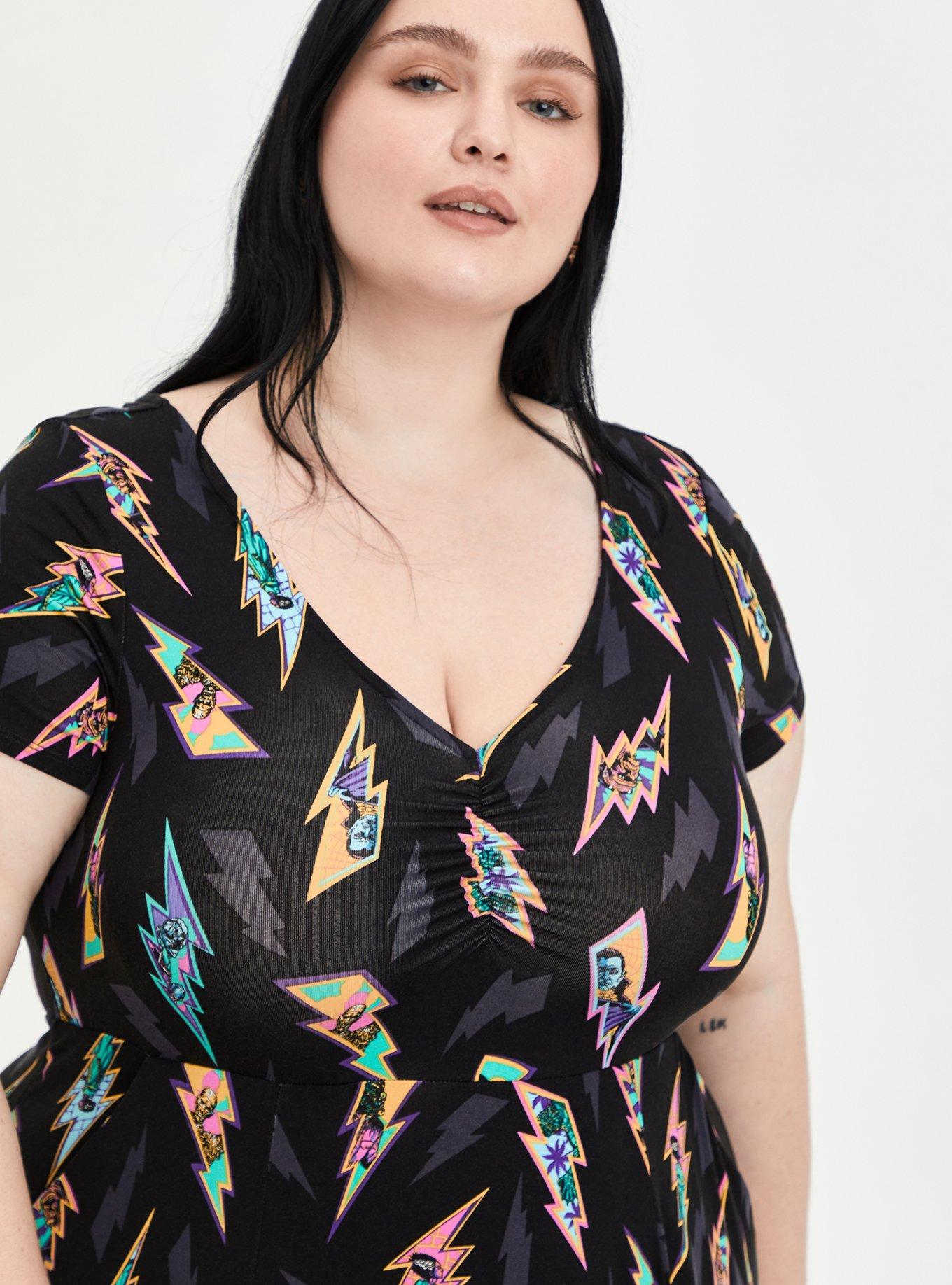 Plus Size Universal Monsters Handkerchief Dress - Super Soft Black, MULTI, alternate