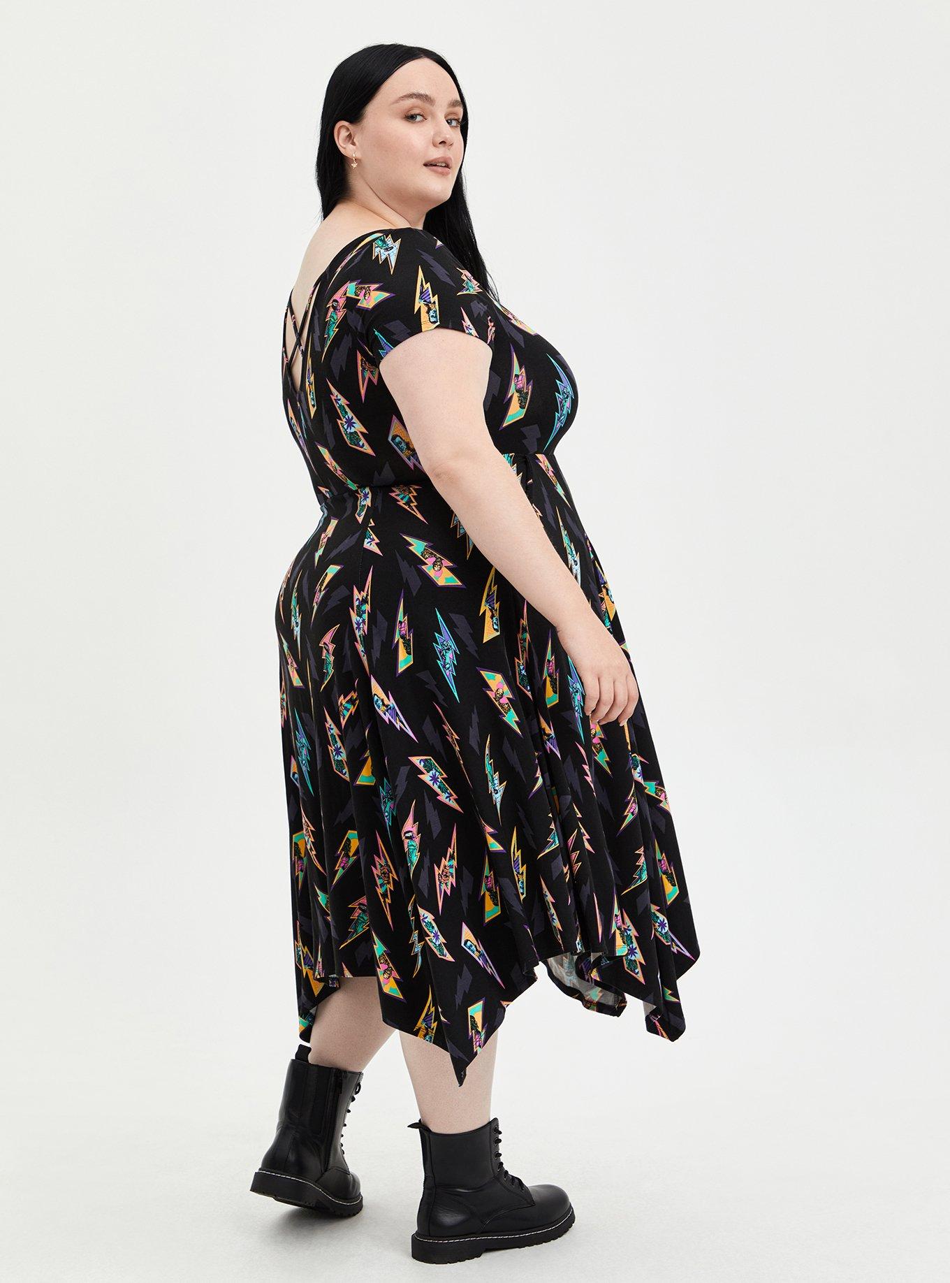 Plus Size Universal Monsters Handkerchief Dress - Super Soft Black, MULTI, alternate