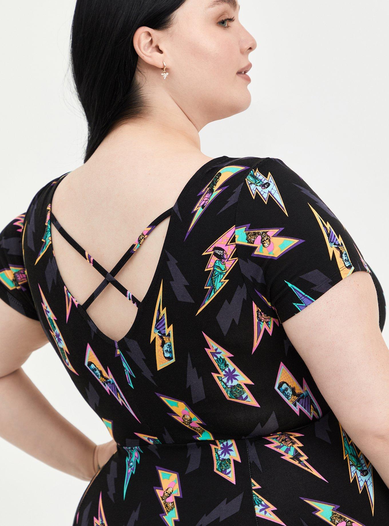 Plus Size Universal Monsters Handkerchief Dress - Super Soft Black, MULTI, alternate