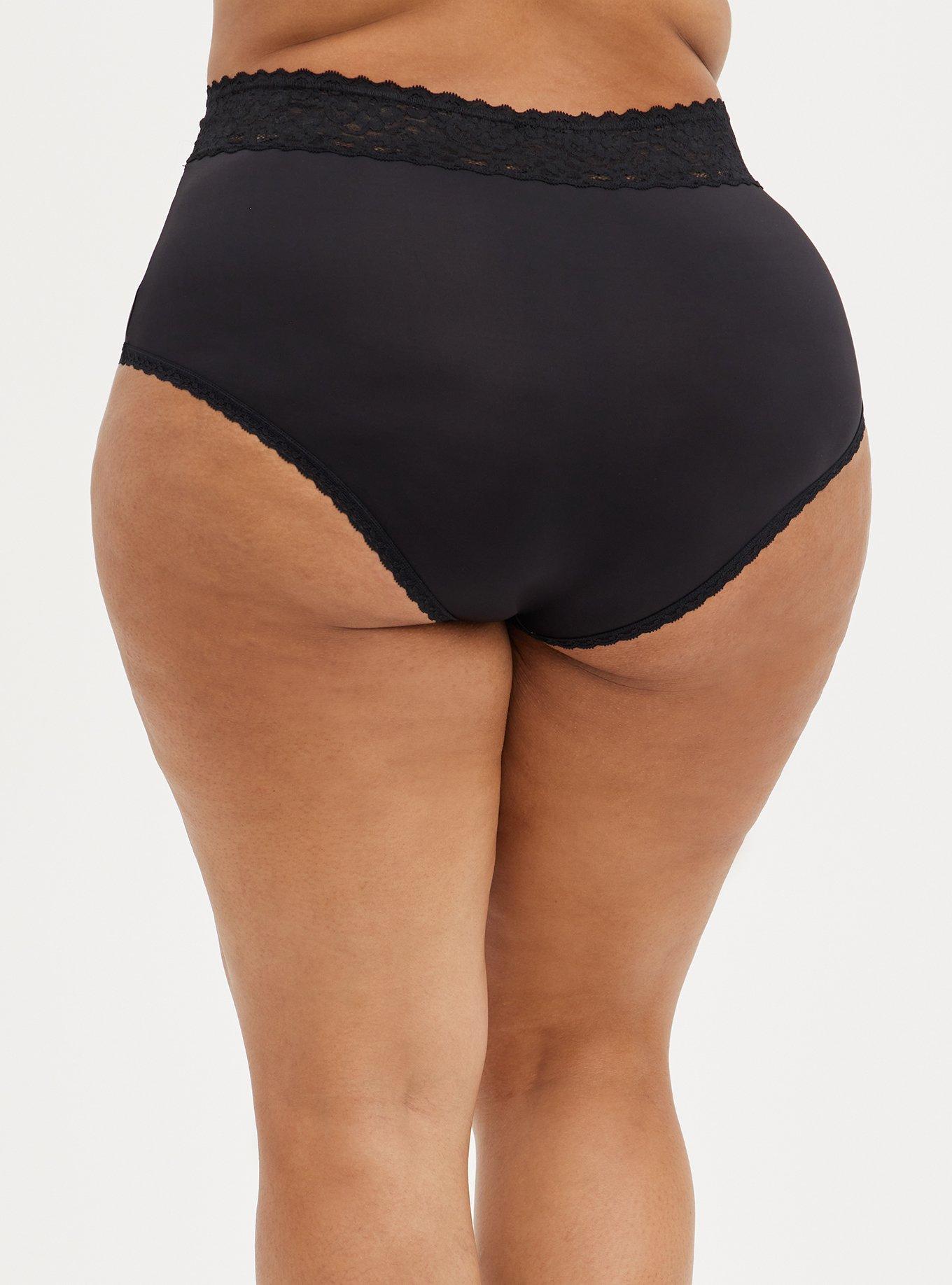 Wide Lace Trim High Waist Panty - Second Skin Black, RICH BLACK, alternate