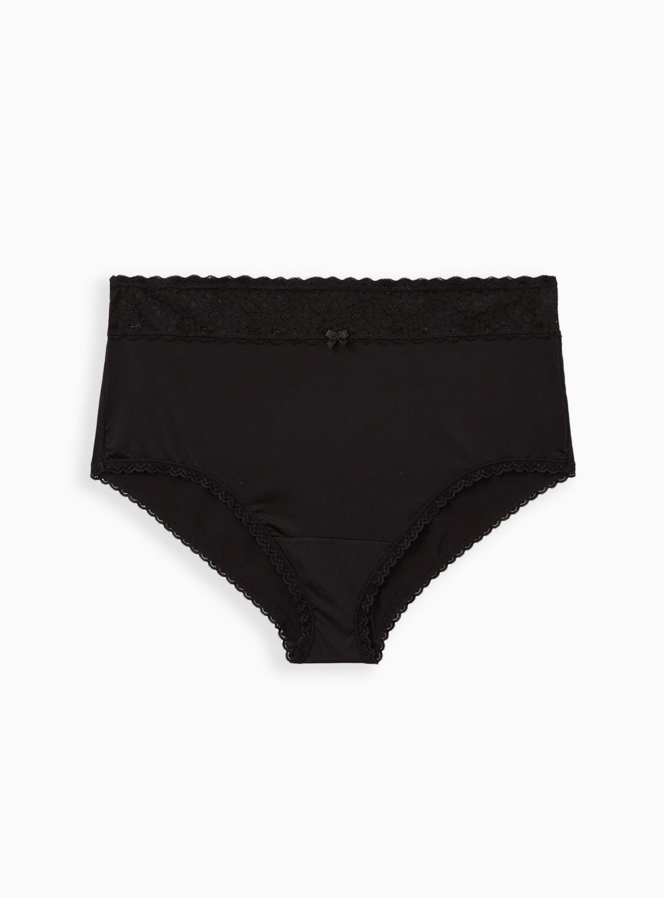 Wide Lace Trim High Waist Panty - Second Skin Black, RICH BLACK, hi-res