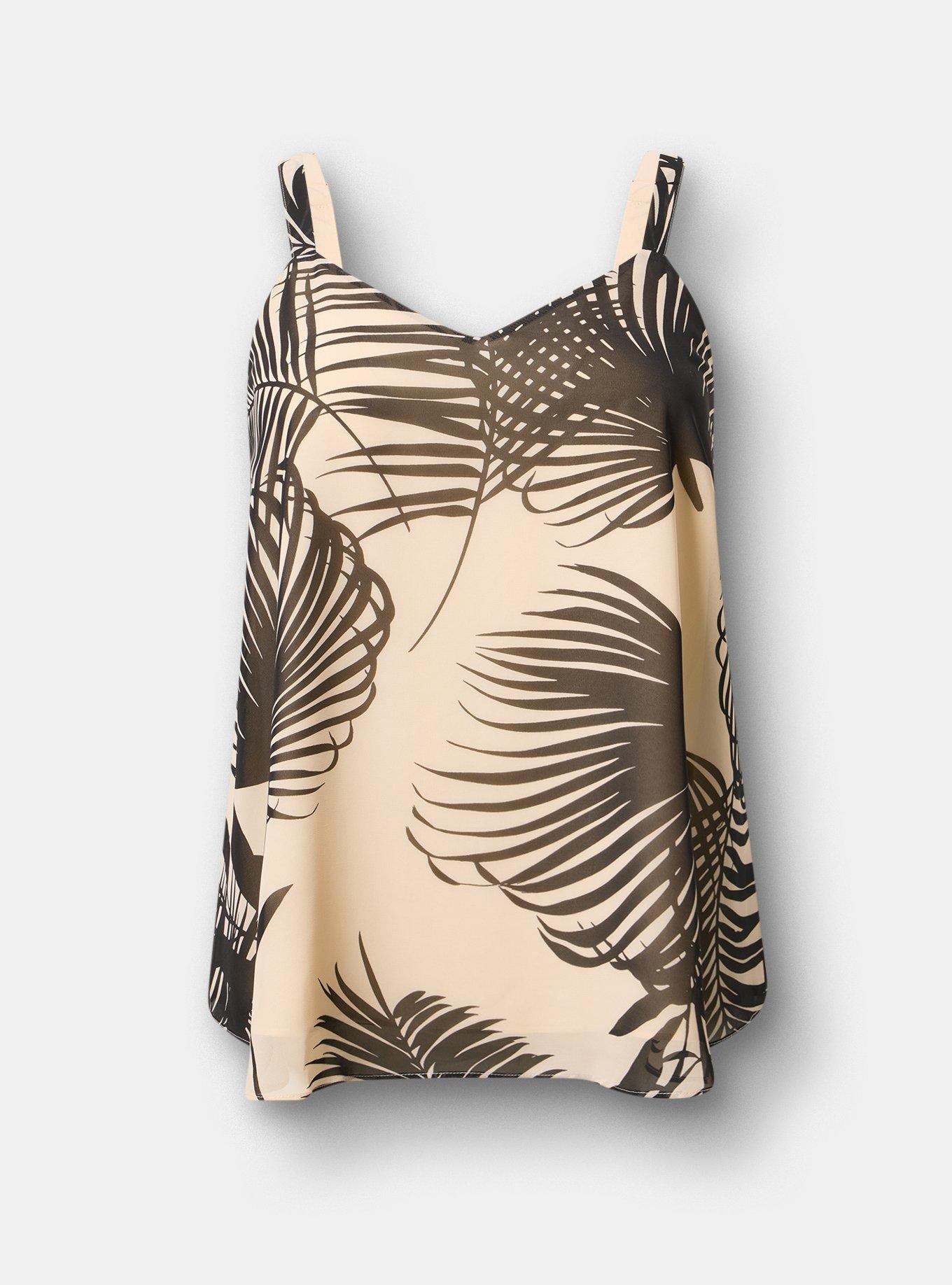 Sophie Chiffon Swing Cami, BEHIND THE LEAVES BLACK, flat