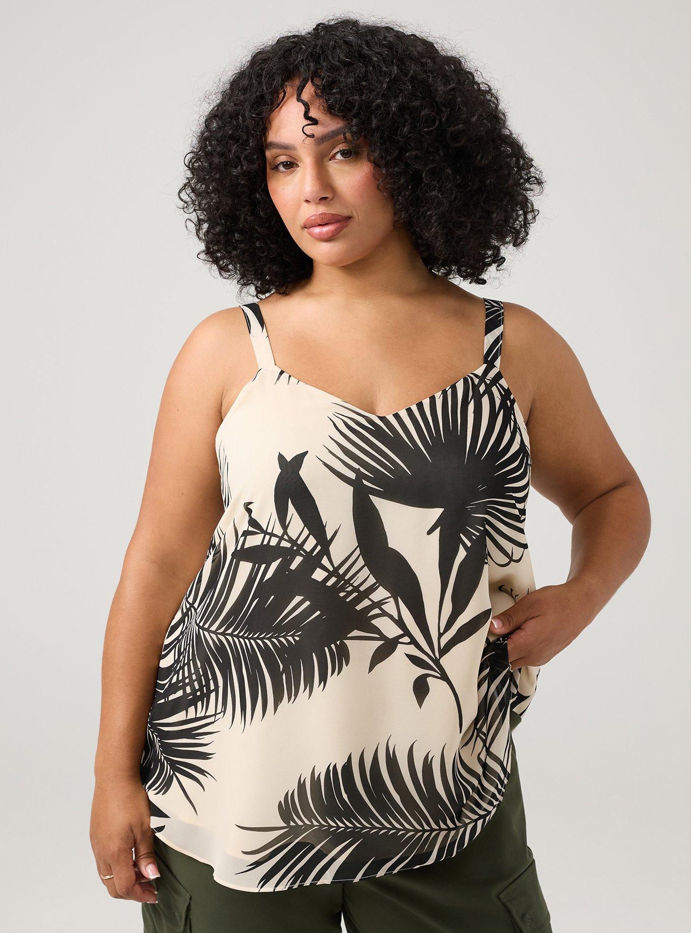 Sophie Chiffon Swing Cami, BEHIND THE LEAVES BLACK, hi-res