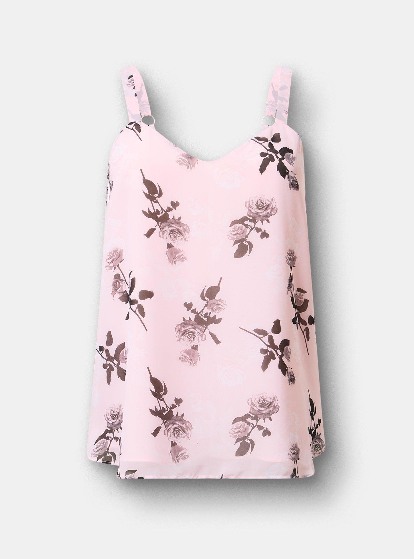 Plus Size Sophie Chiffon Swing Cami, ROSEALINE FLORAL PINK, flat