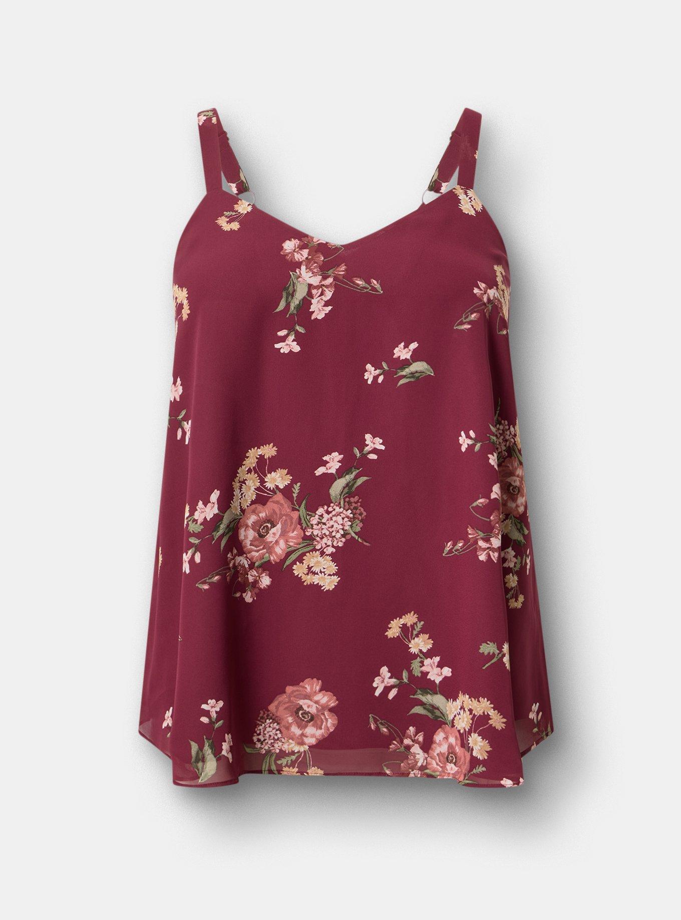 Sophie Swing Cami, FALL BOUQUET FLORAL BURGUNDY, hi-res