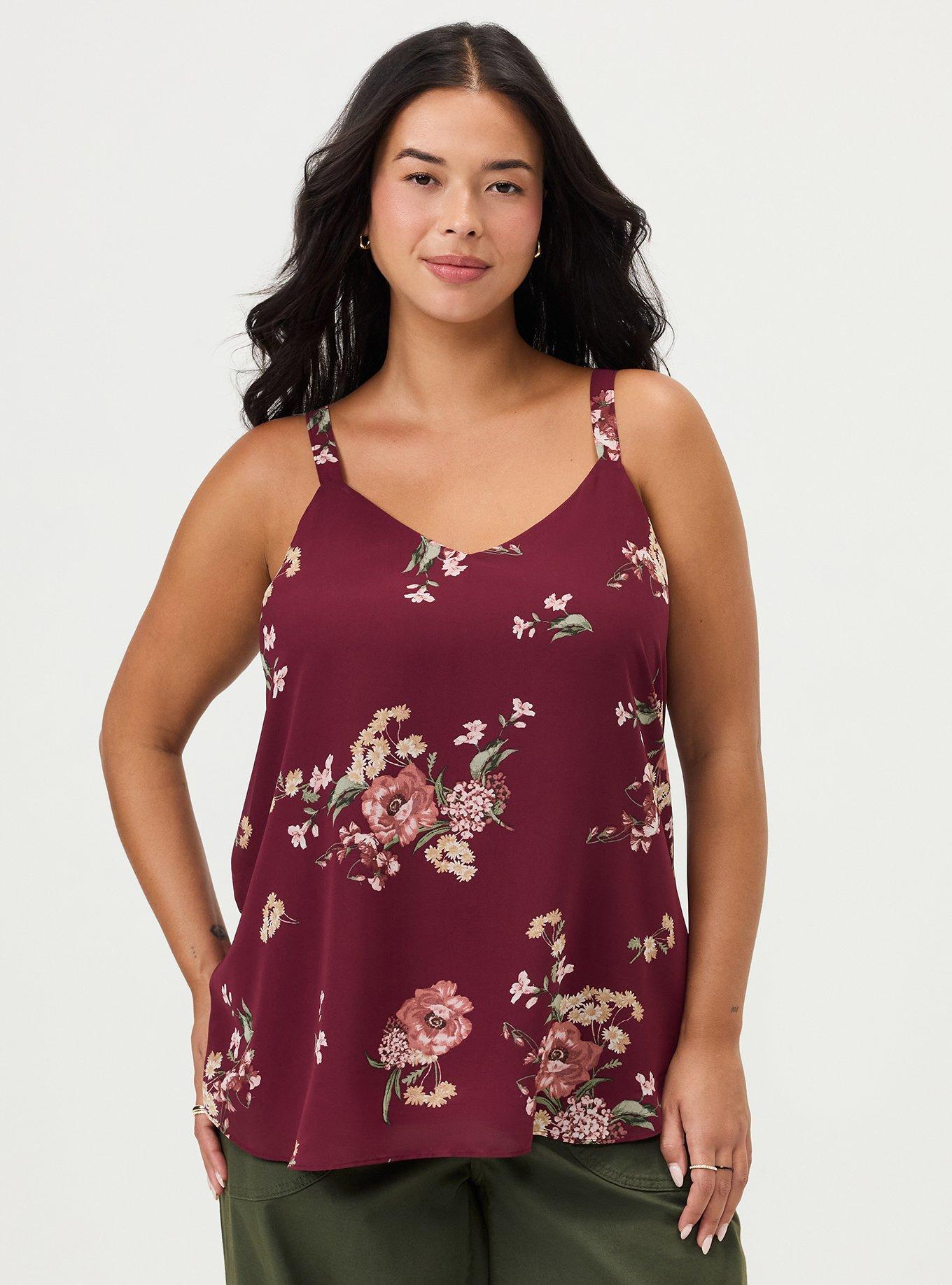 Sophie Swing Cami, FALL BOUQUET FLORAL BURGUNDY, hi-res