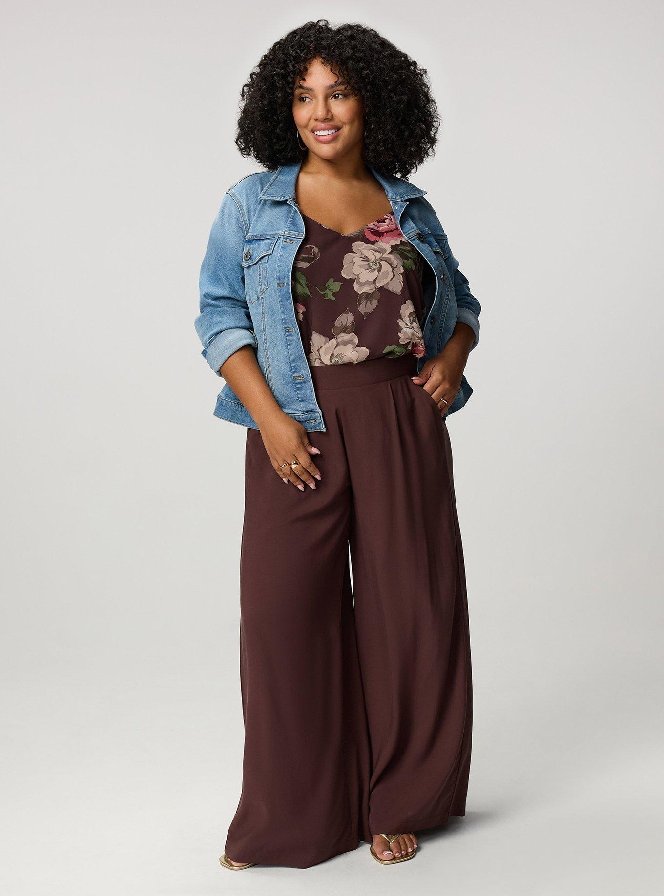 Plus Size Sophie Chiffon Swing Cami, PAINTED PEONY FLORAL BROWN, alternate