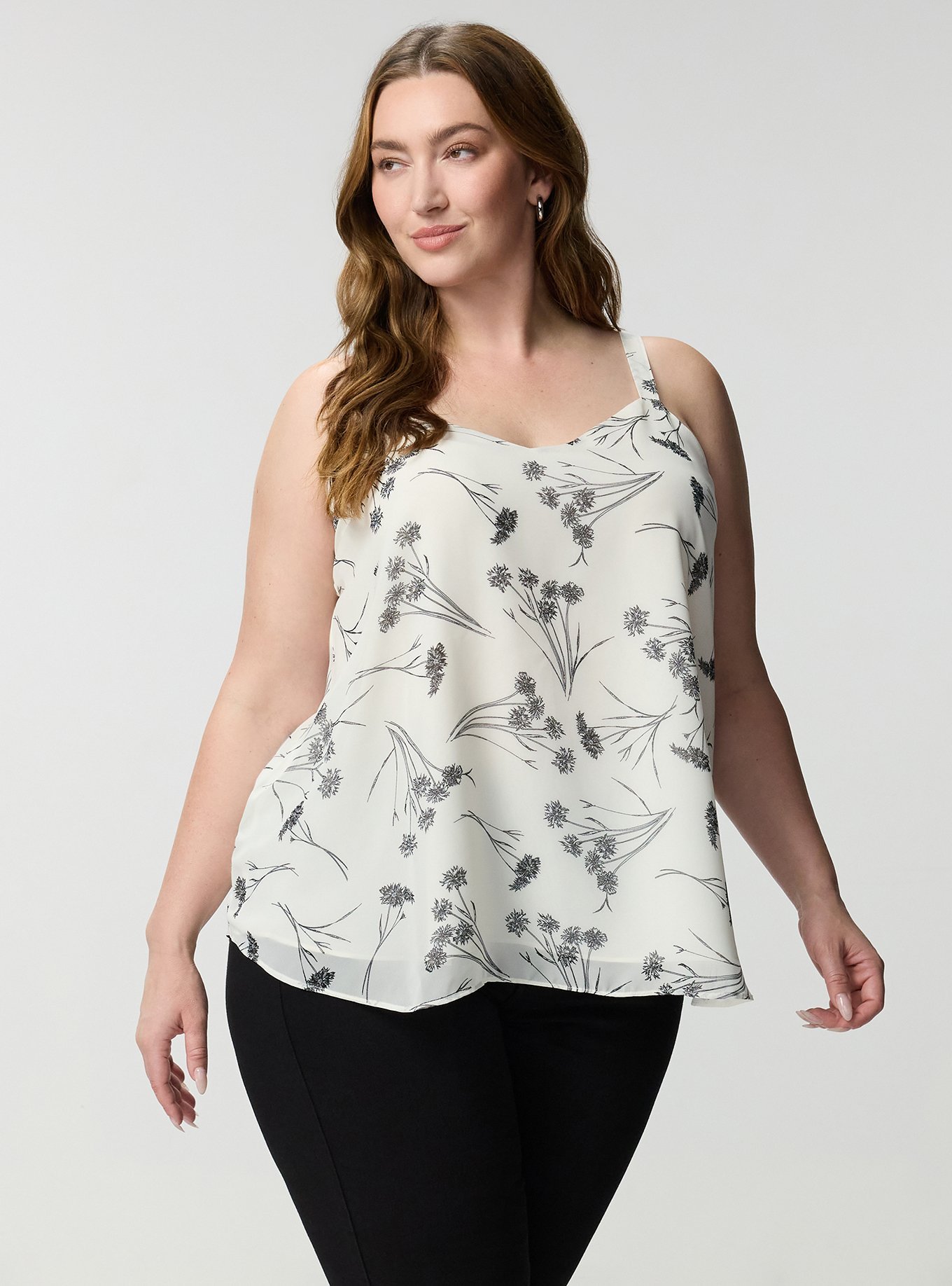 Sophie Chiffon Swing Cami, SHERRY FLORAL BW, hi-res