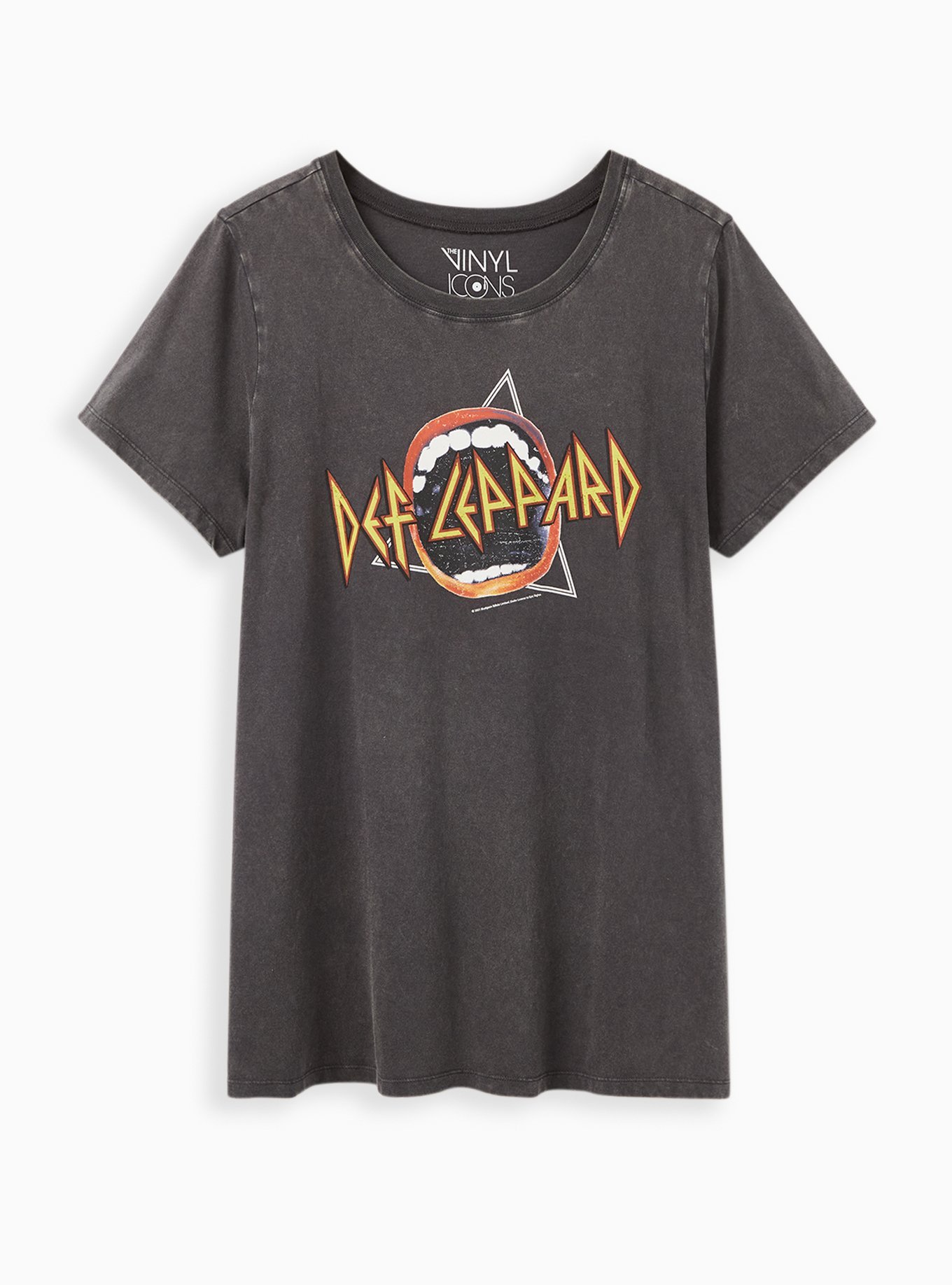 Plus Size - Classic Fit Crew Tee - Def Leppard Black Mineral Wash - Torrid